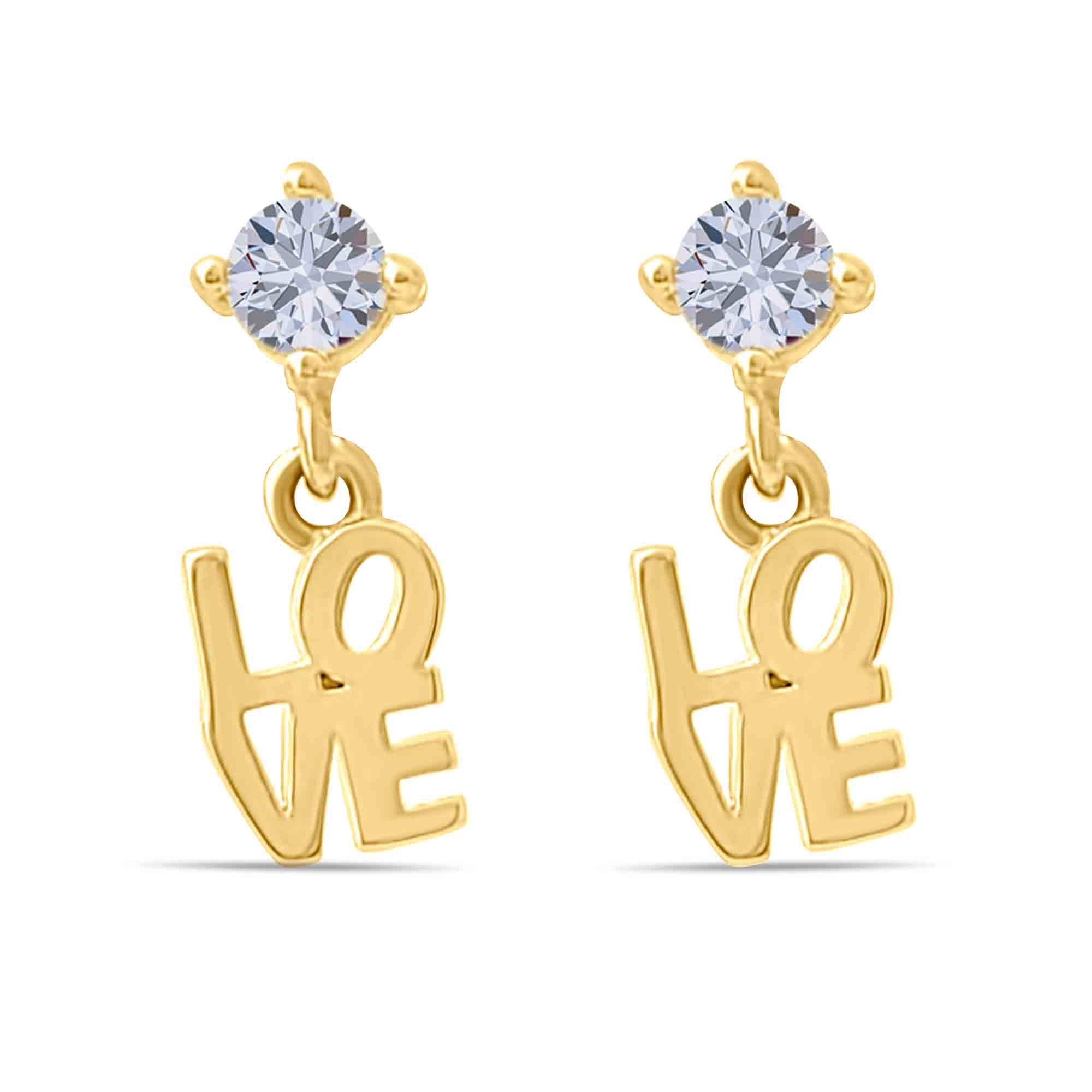 14K Solid Gold “LOVE” Dangle Tragus Piercing – Helix & Cartilage