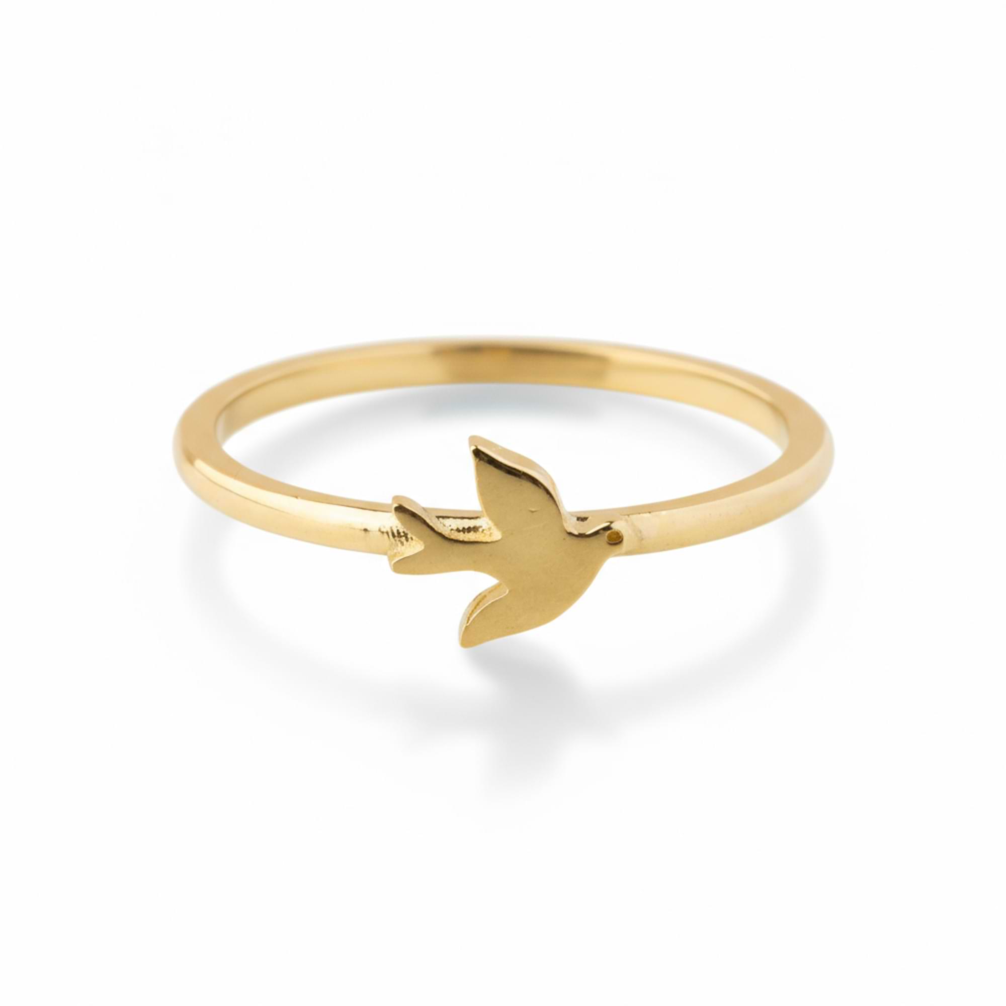 14K Solid Gold Dove Bird Ring