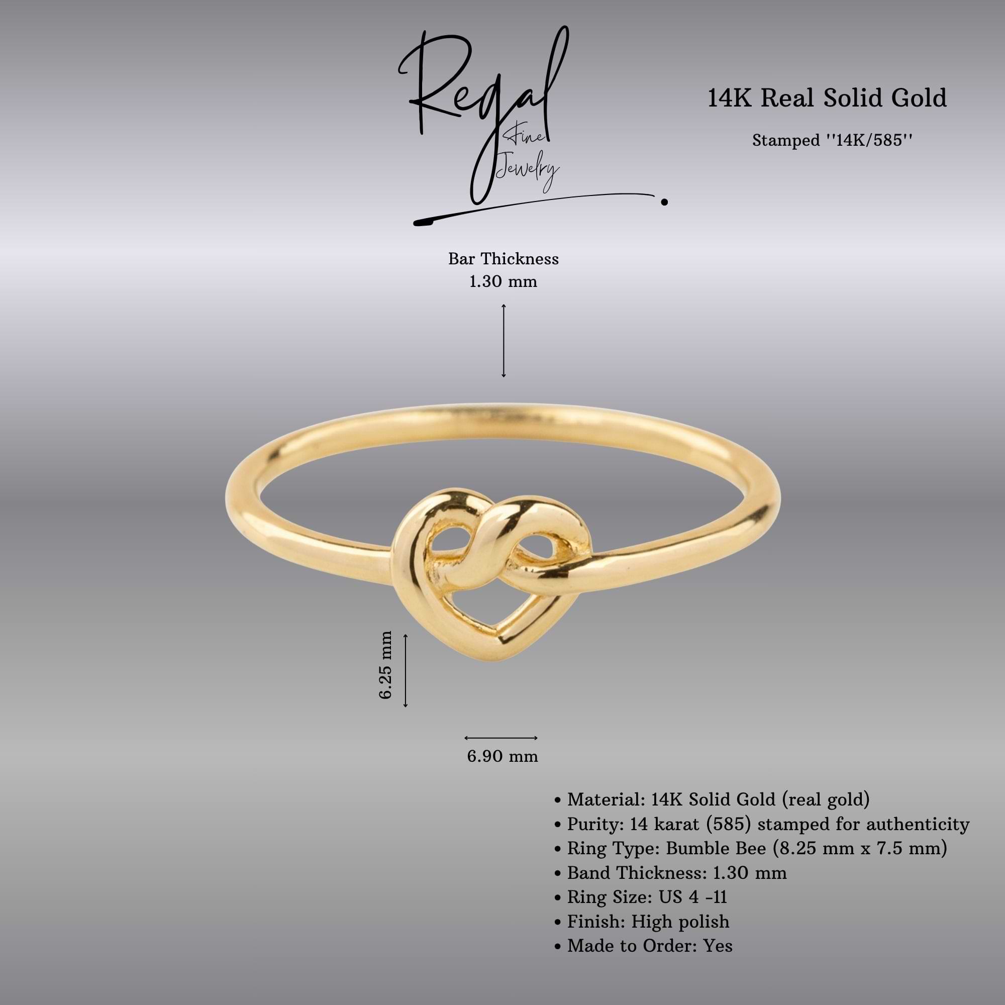 14K Gold Twisted Heart Knot Ring