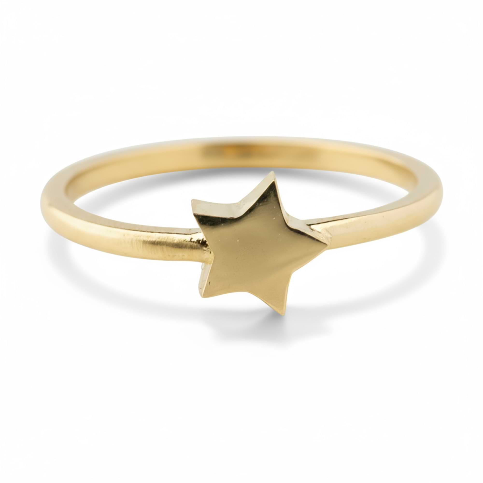 14k Gold ring with a star-shaped design on a white background