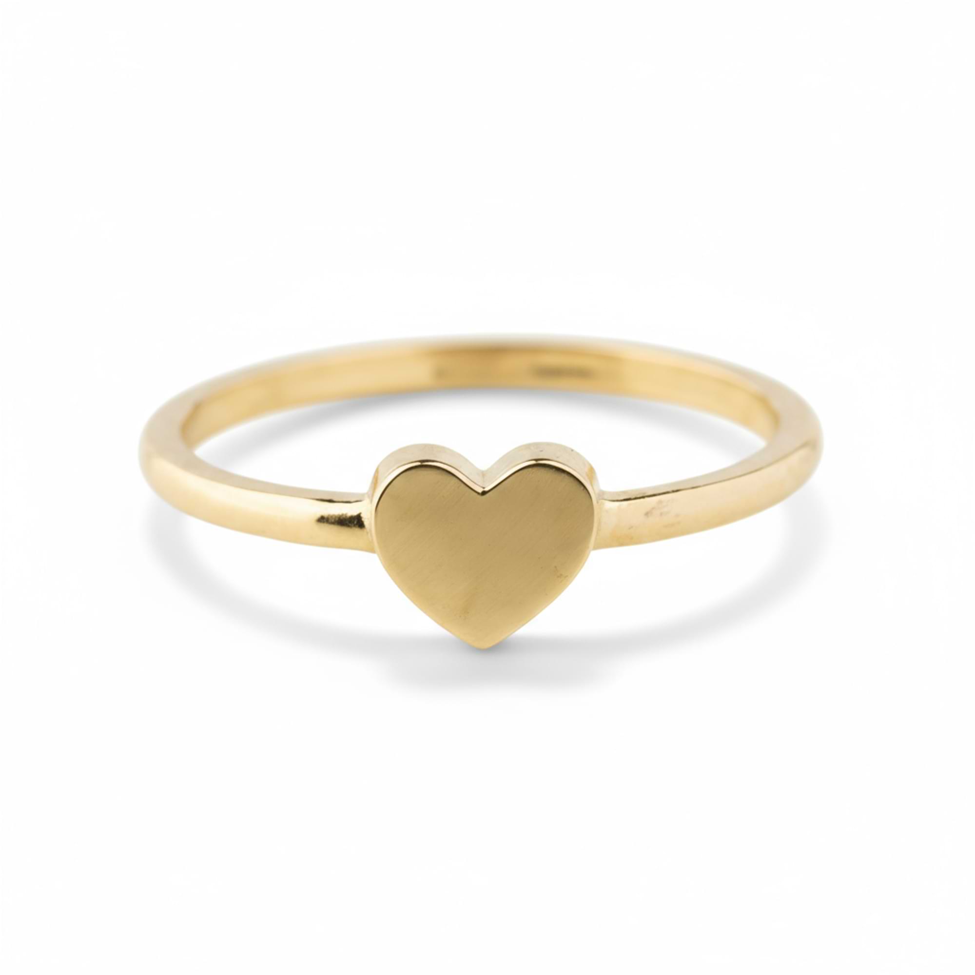 14k Gold heart-shaped ring on a white background