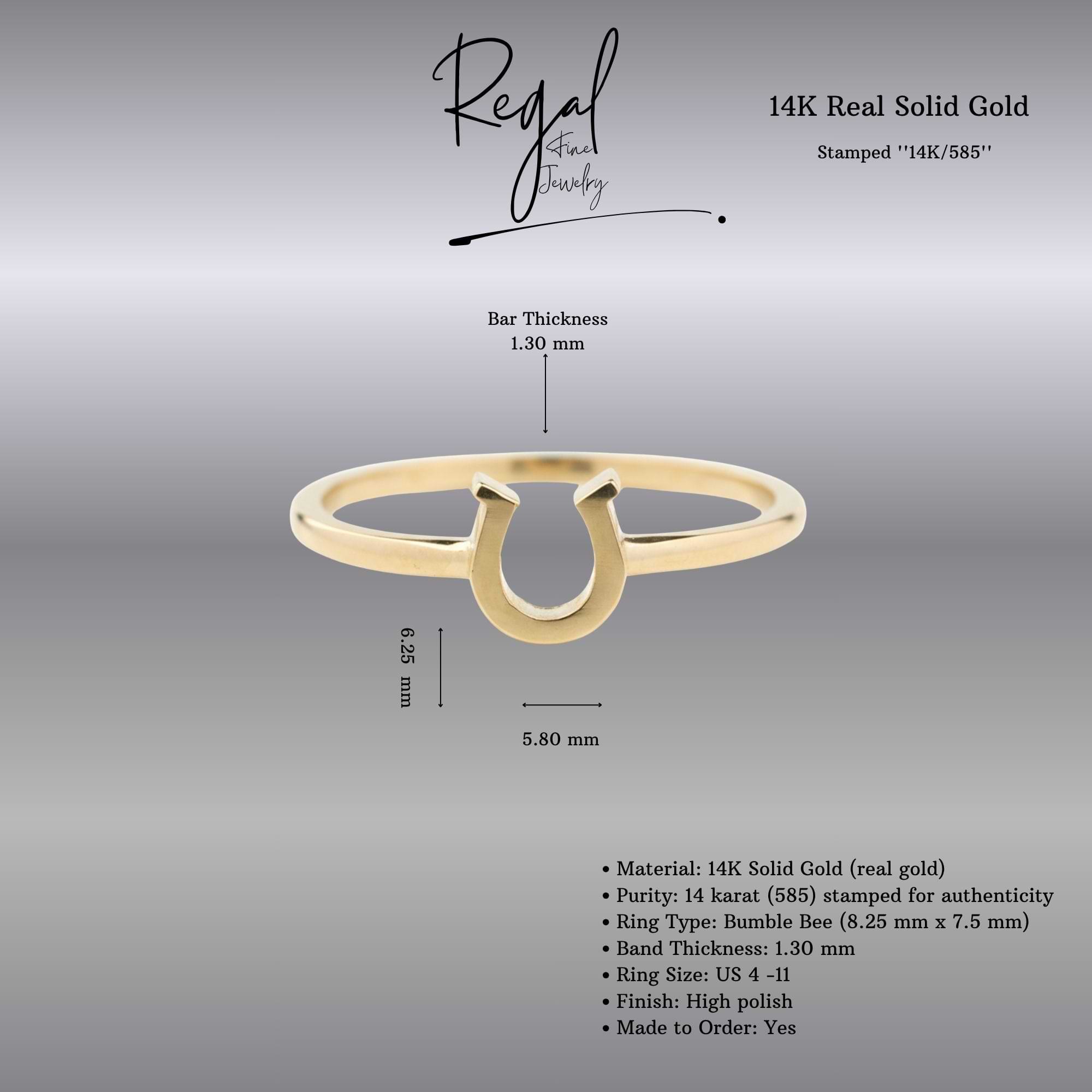 14K Solid Gold Horseshoe Ring