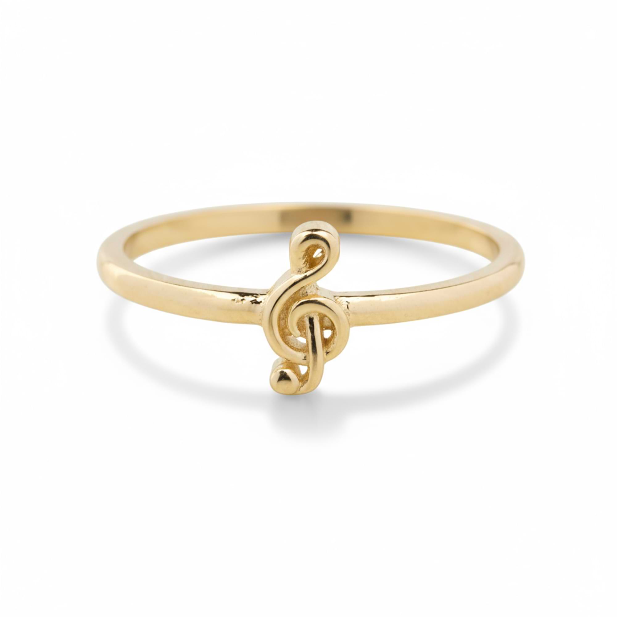 14K Solid Gold Treble Clef Ring