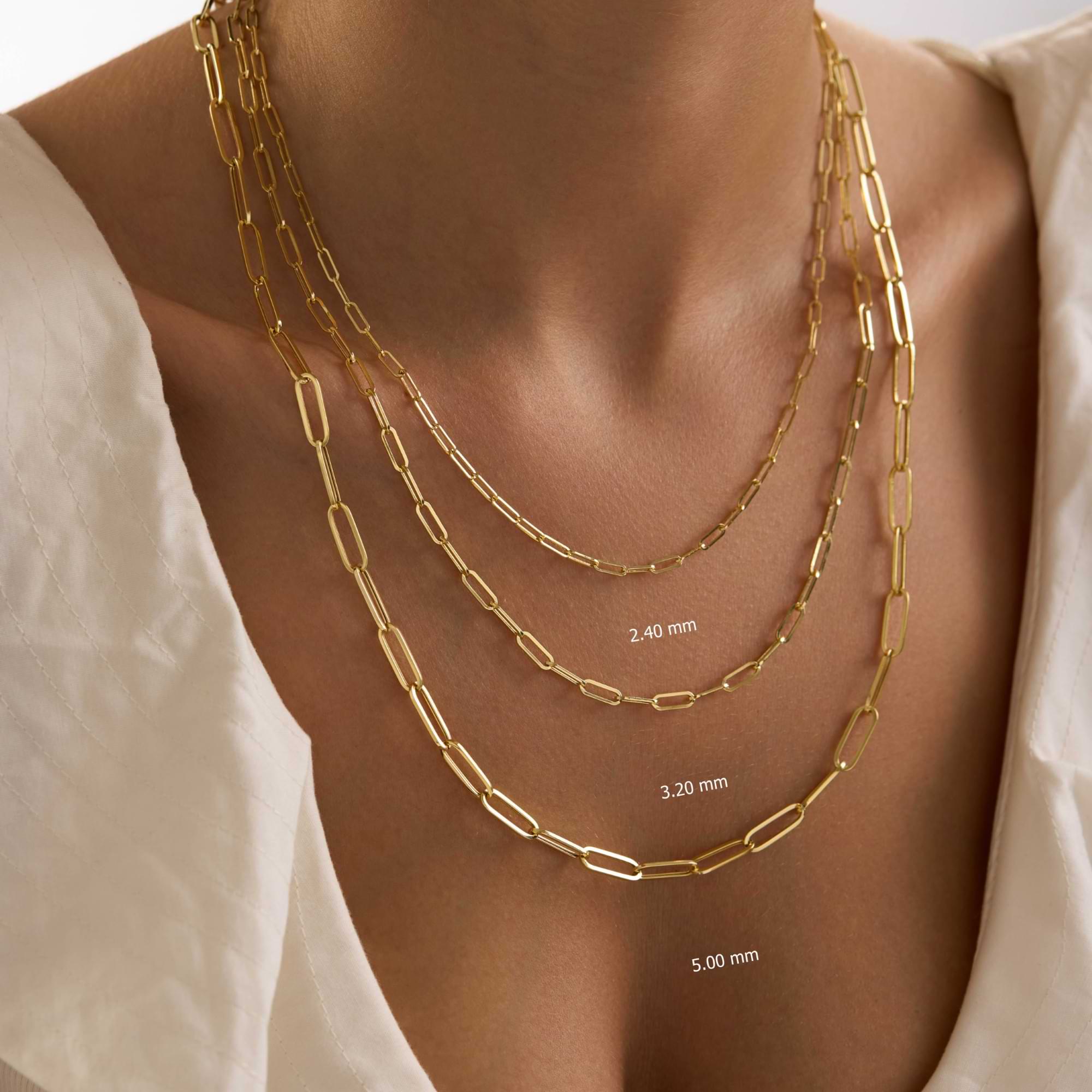 14K Gold Paperclip Chain Necklace – 5.0 mm, 14-20 in