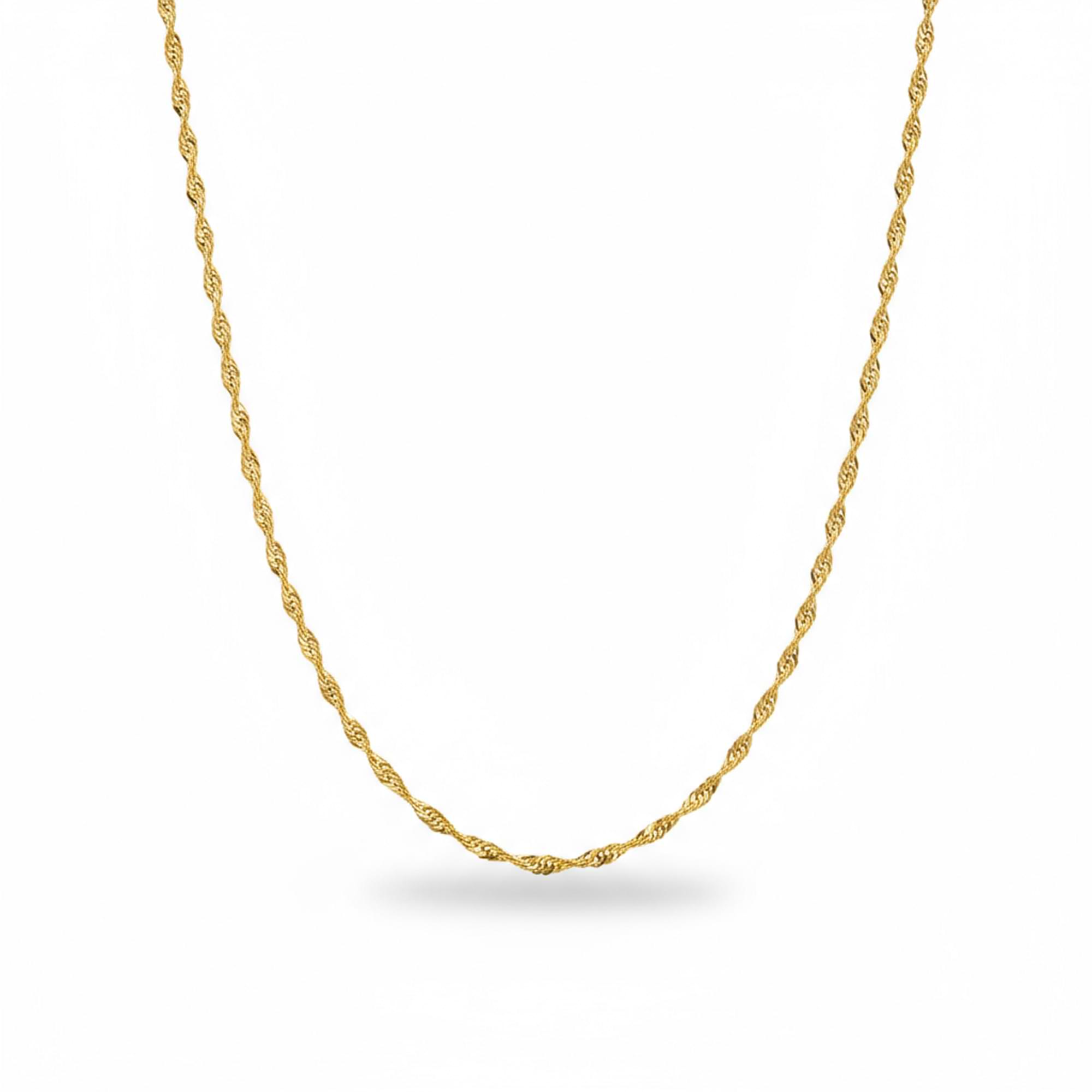 14K Gold Singapore Chain Necklace – 2.5 mm, 16-22 in