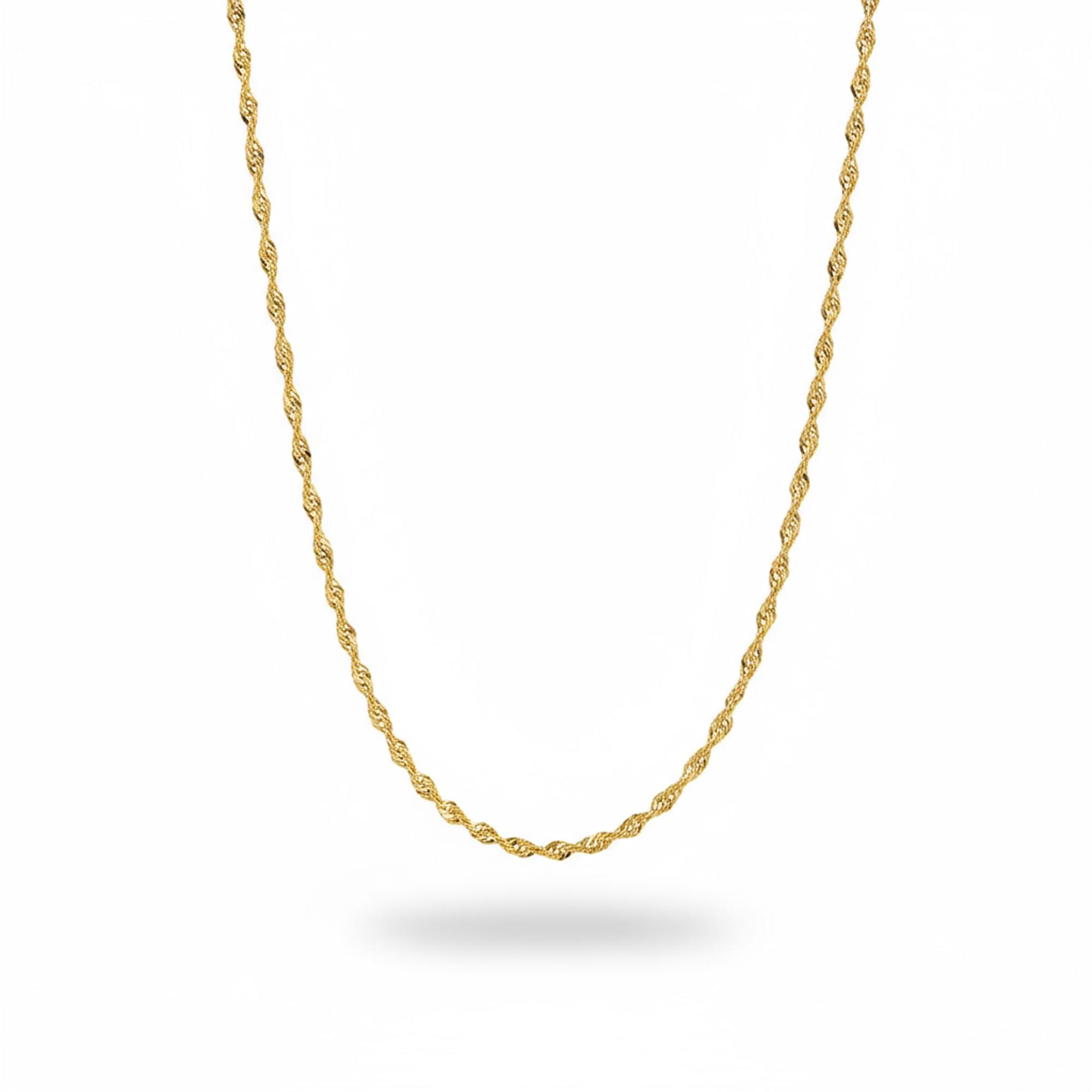 14K Gold Singapore Chain Necklace – 3.3 mm, 16-22 in