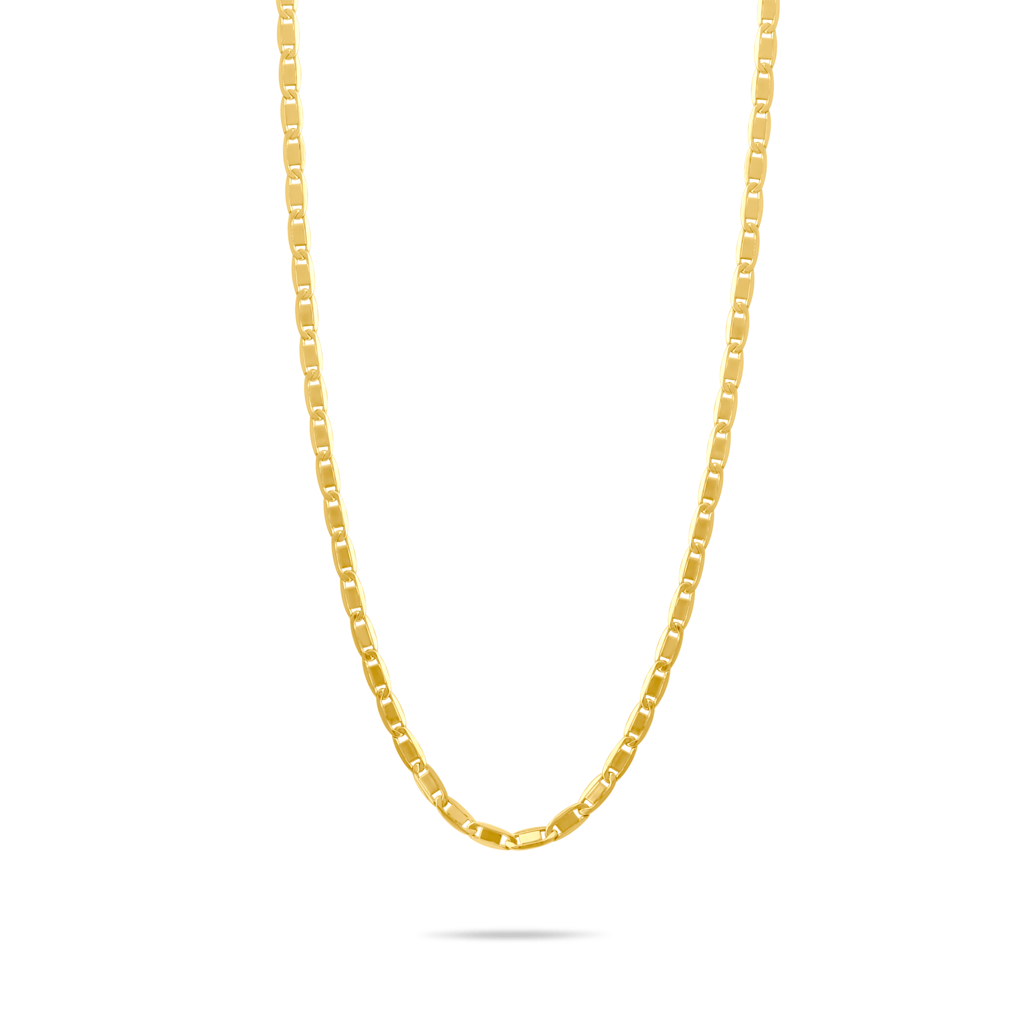 14k Gold 2.75mm valentino chain necklace on a transparent background