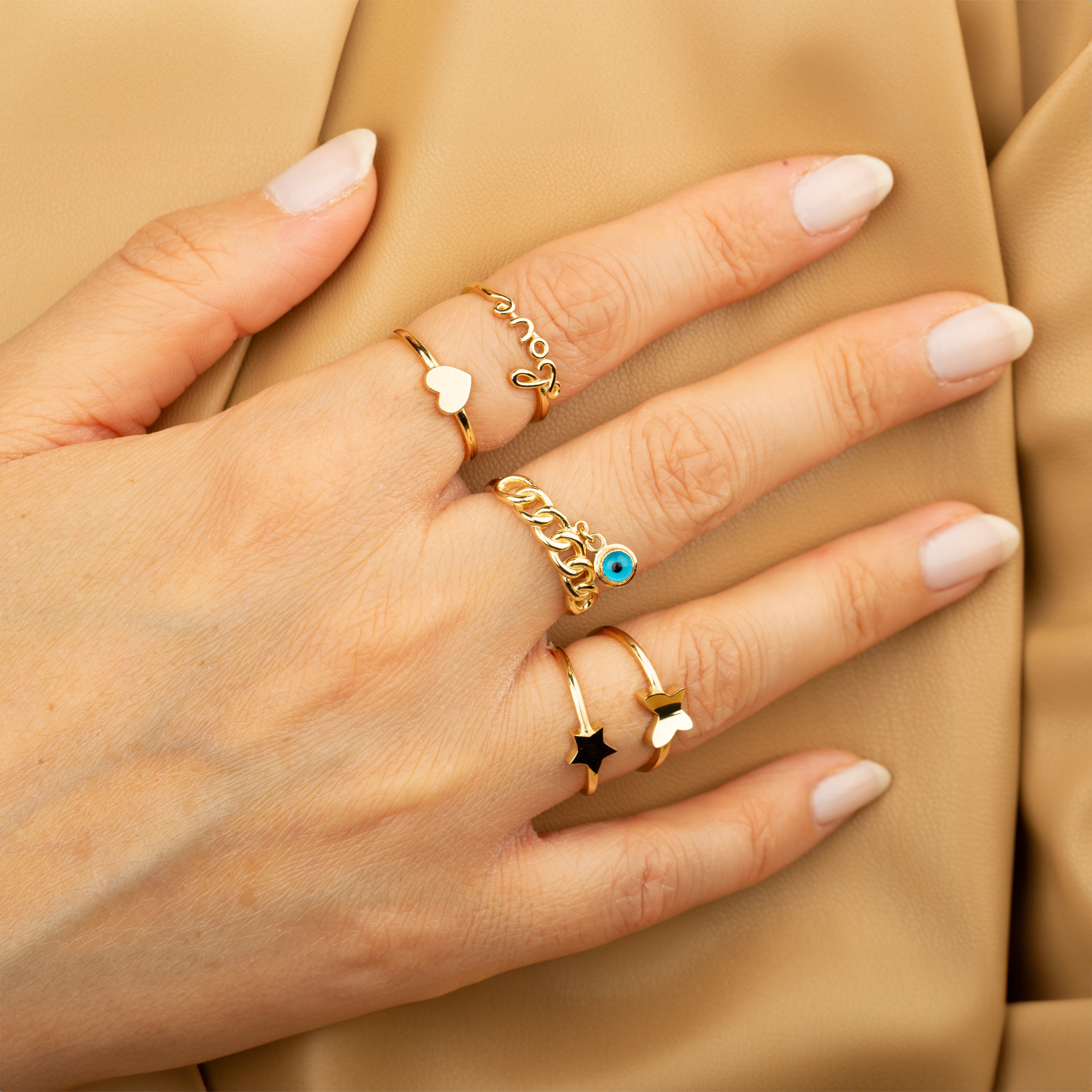 14K Solid Gold Chain Link Ring