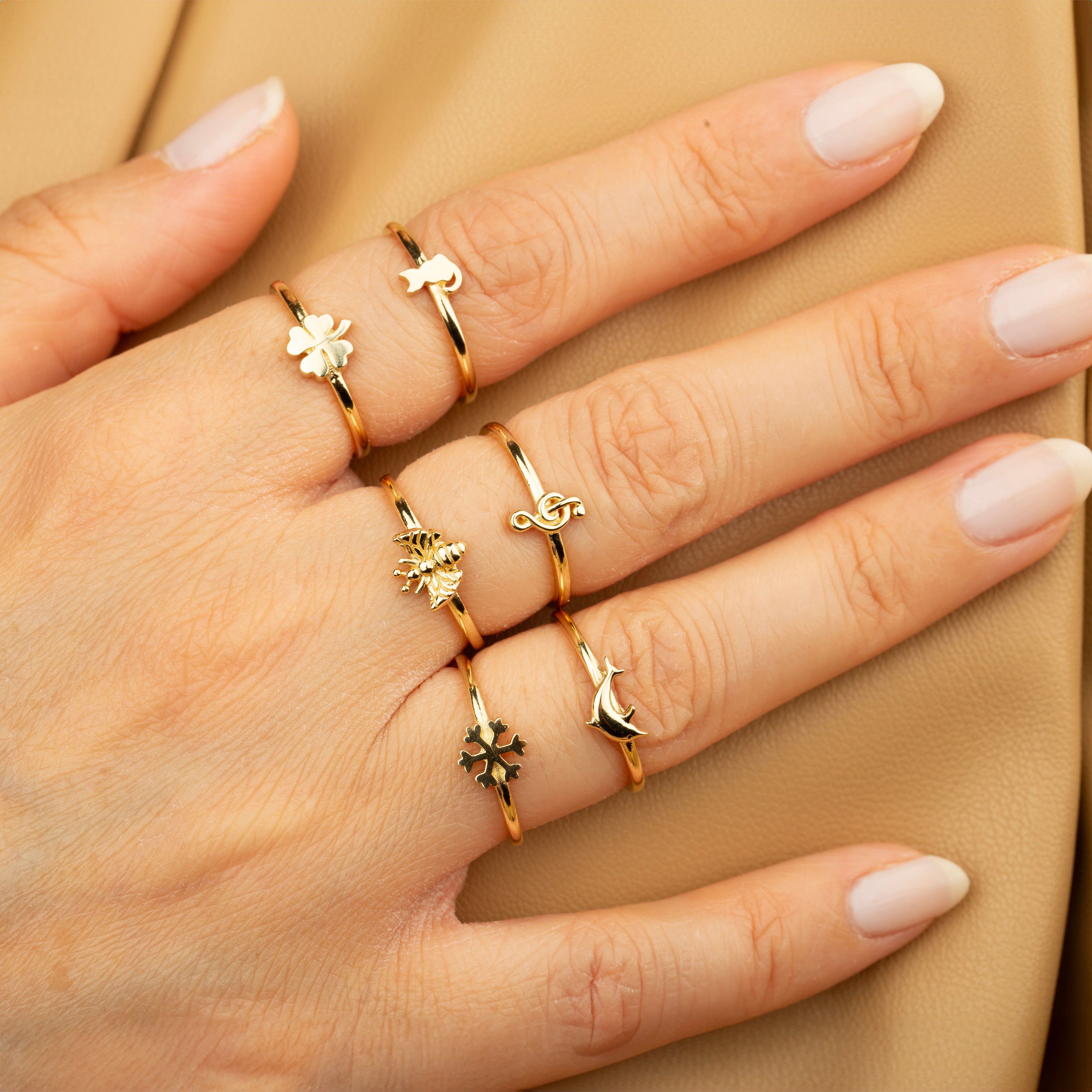 14K Real Gold Cursive Love Ring