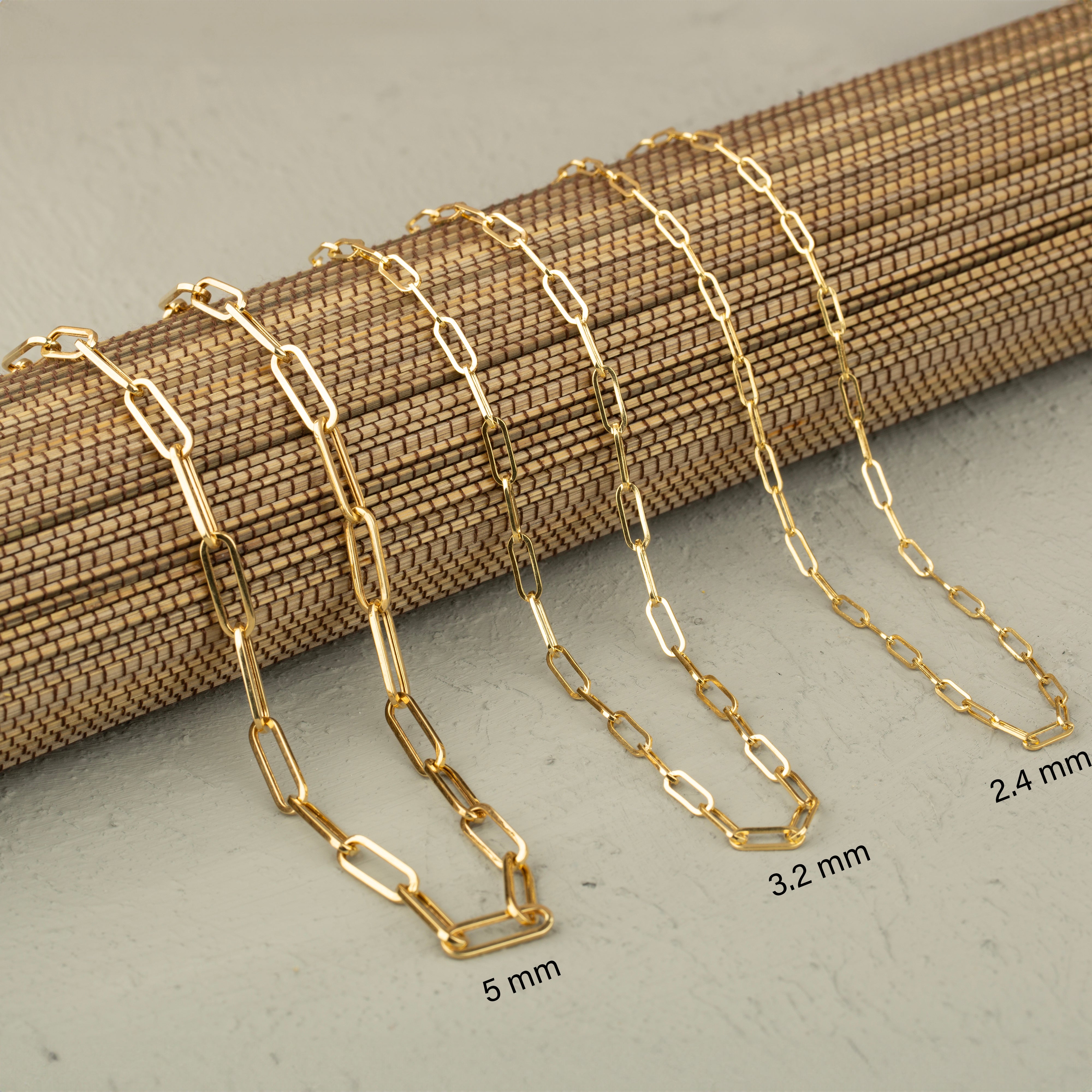 14K Solid Gold Paperclip Chain Necklace Sleek Lightweight and Versatile