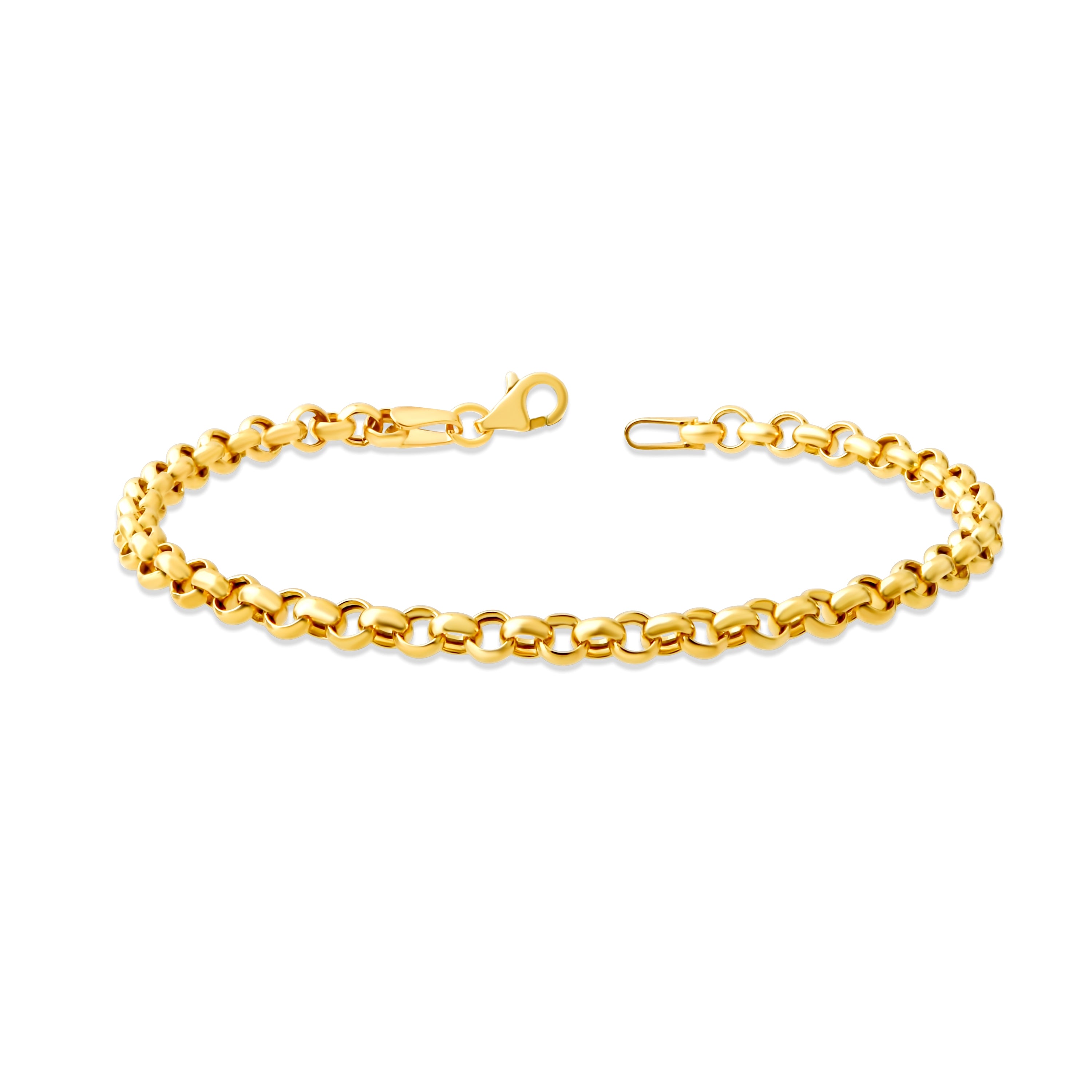 14K Gold Rolo Chain Bracelet – 3.7 mm, 6-7.5 in