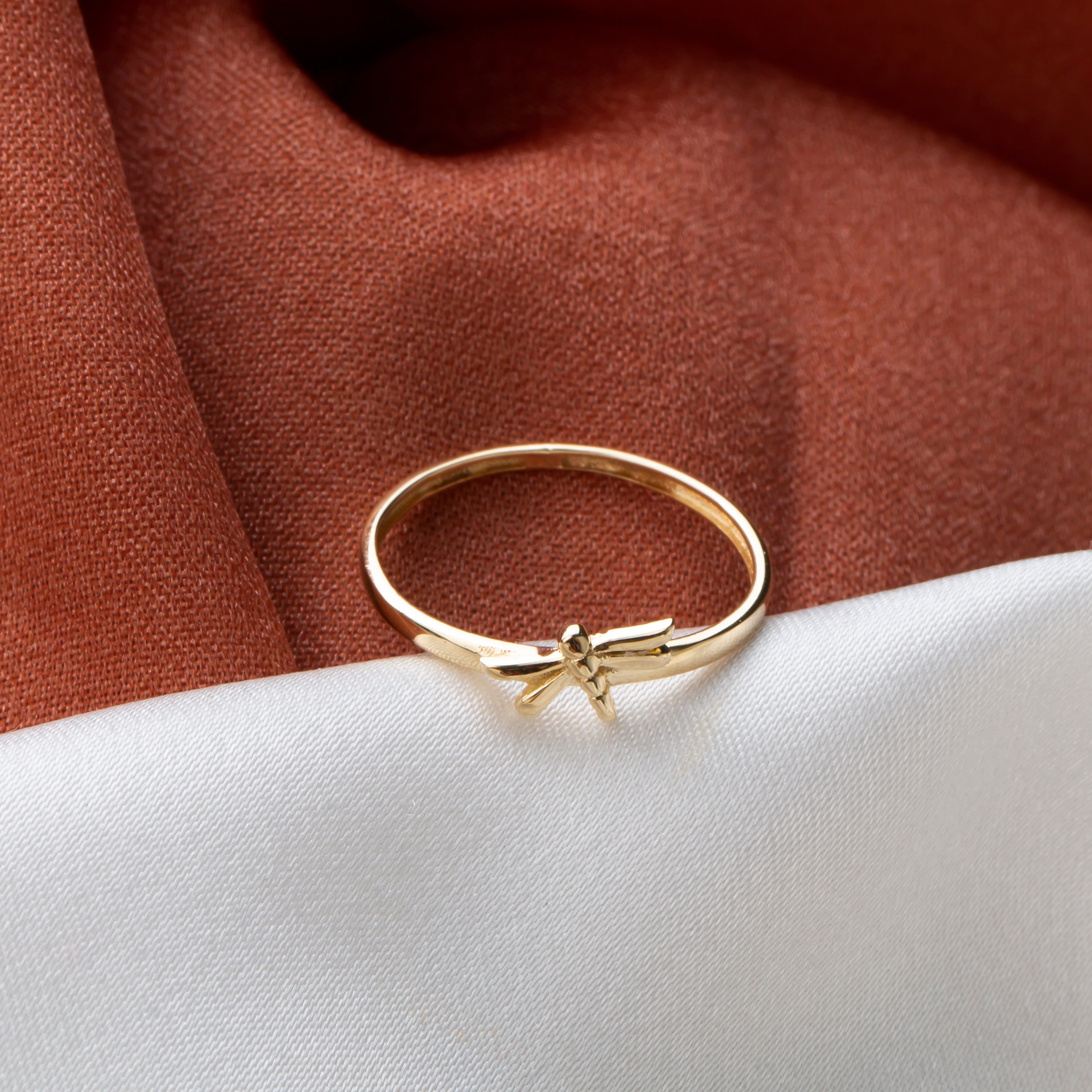 14K Solid Gold Dragonfly Ring