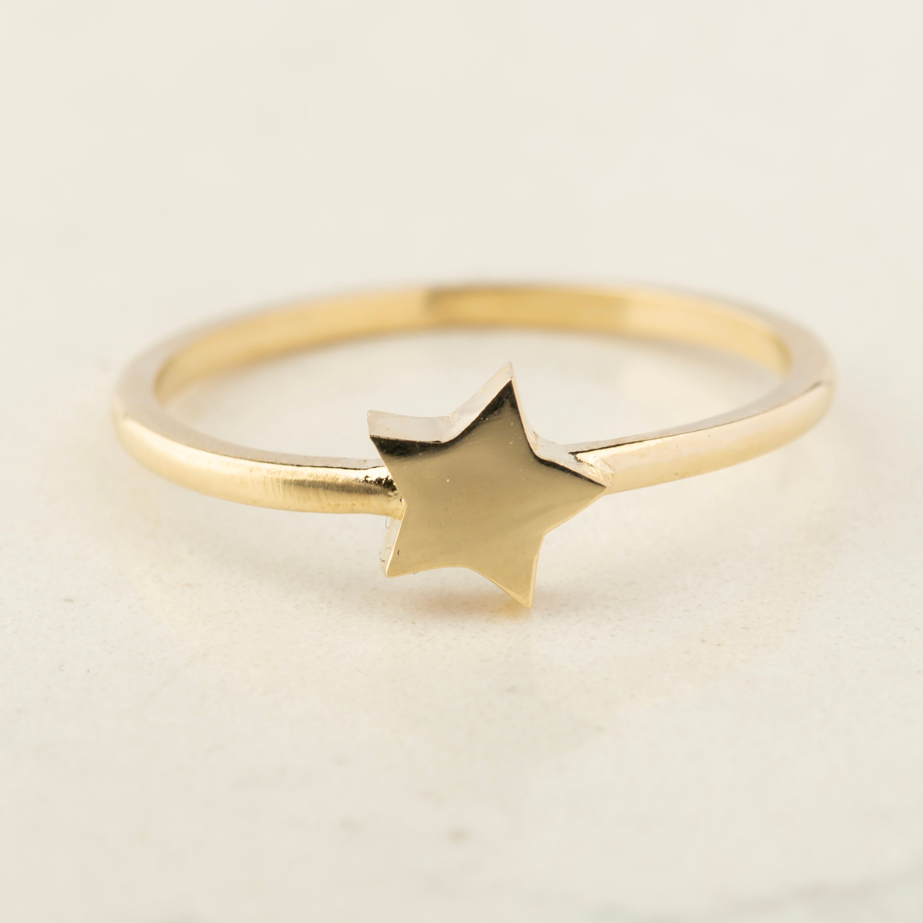 14K Solid Gold Star Ring
