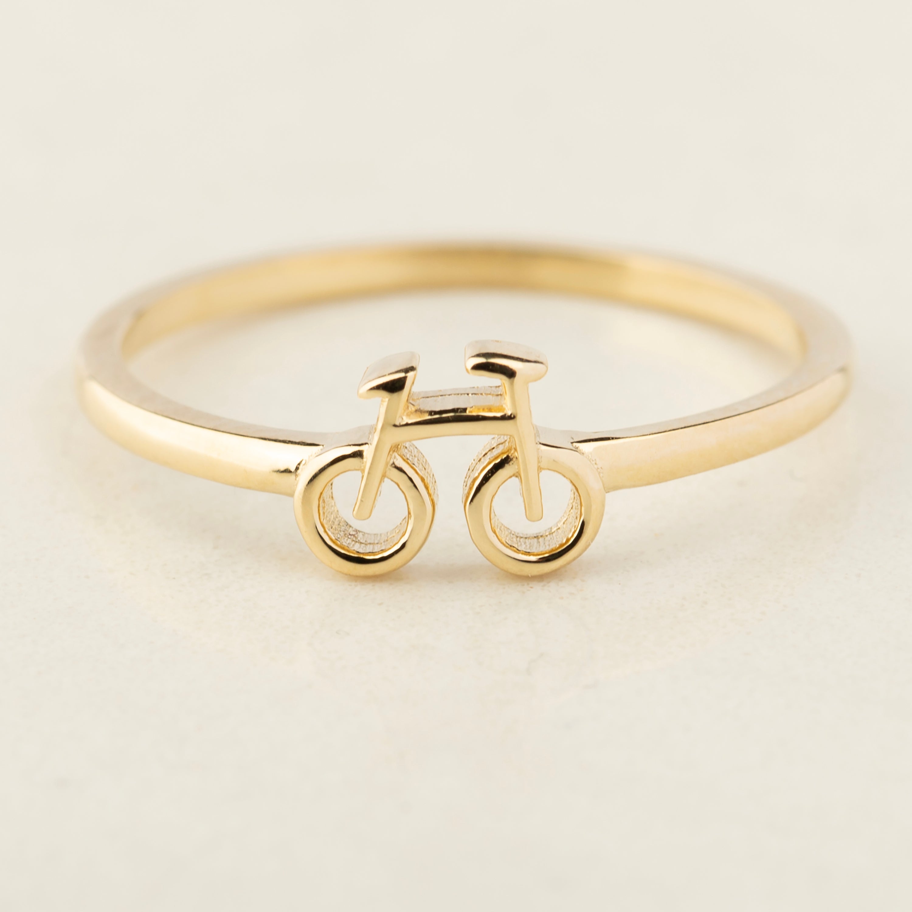 14K Solid Gold Bicycle Ring