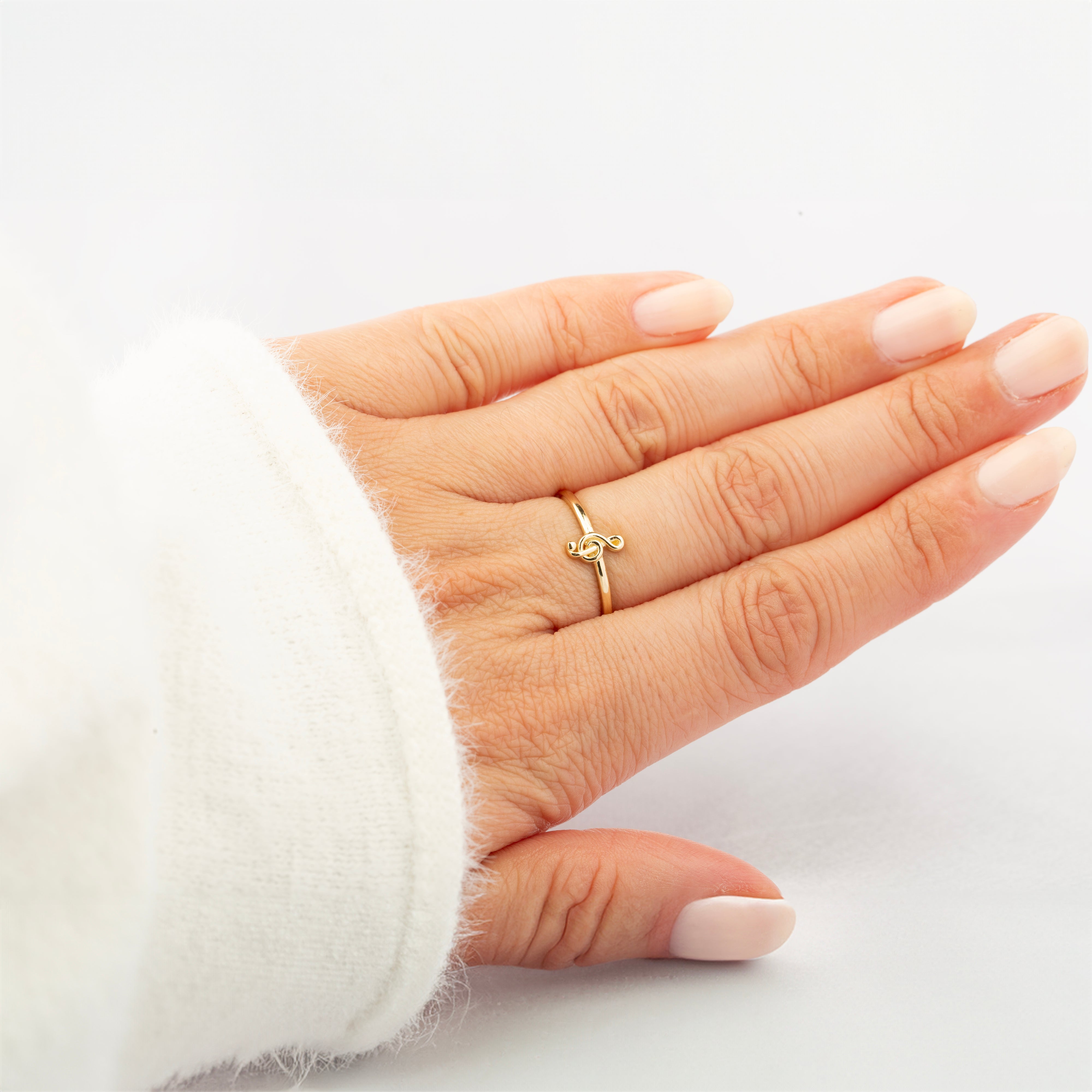 14K Solid Gold Treble Clef Ring