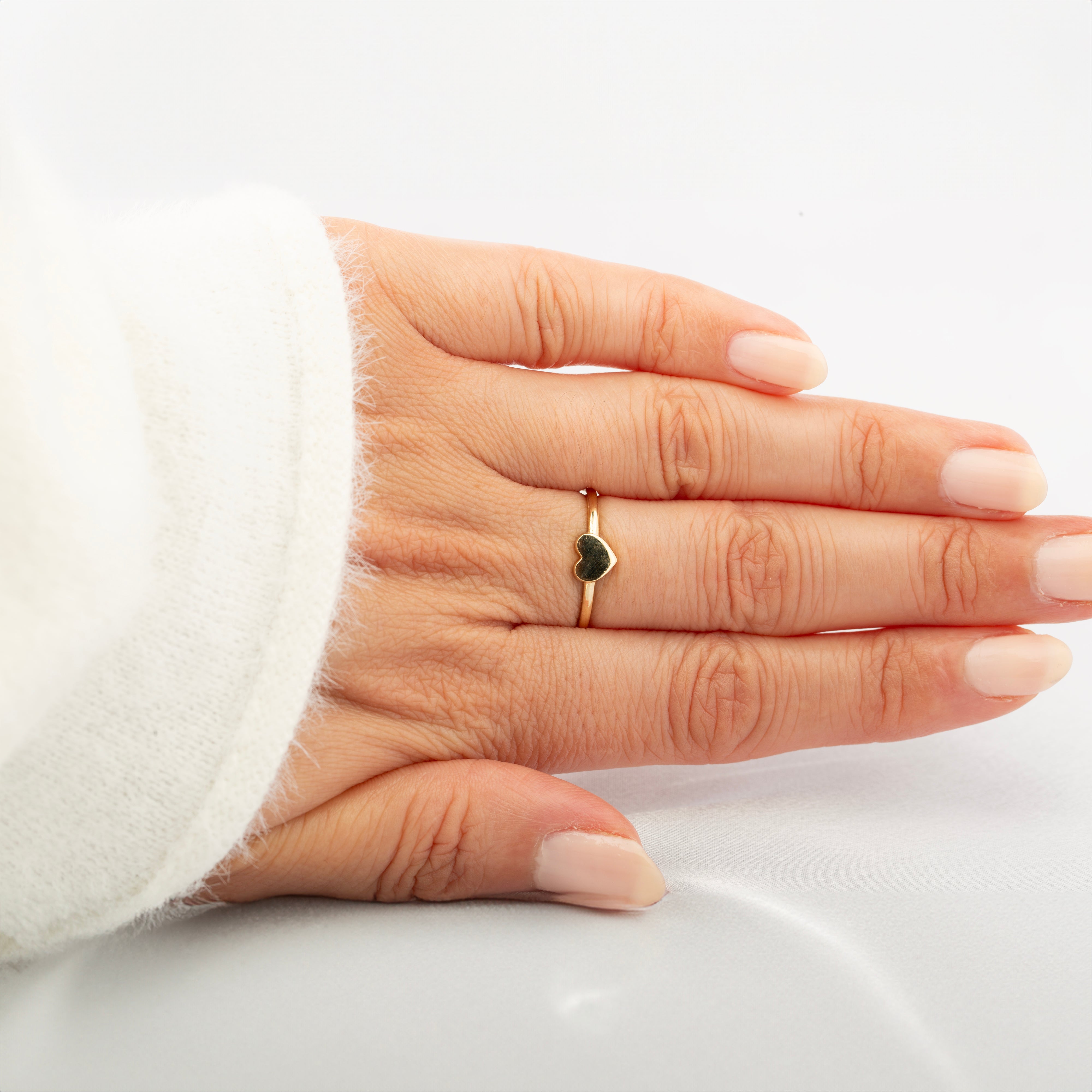 14K Solid Gold Heart Signet Ring