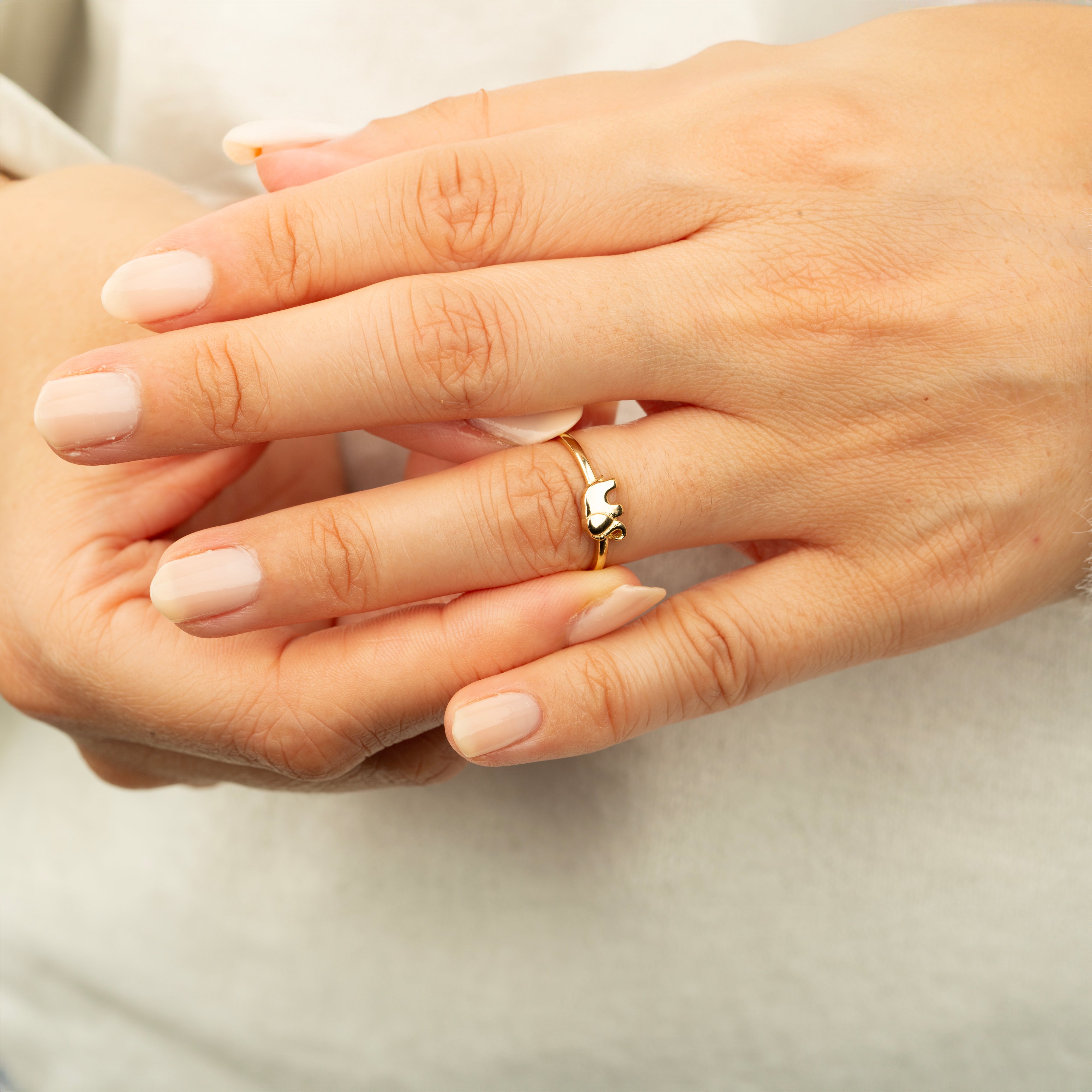 14K Solid Gold Elephant Ring
