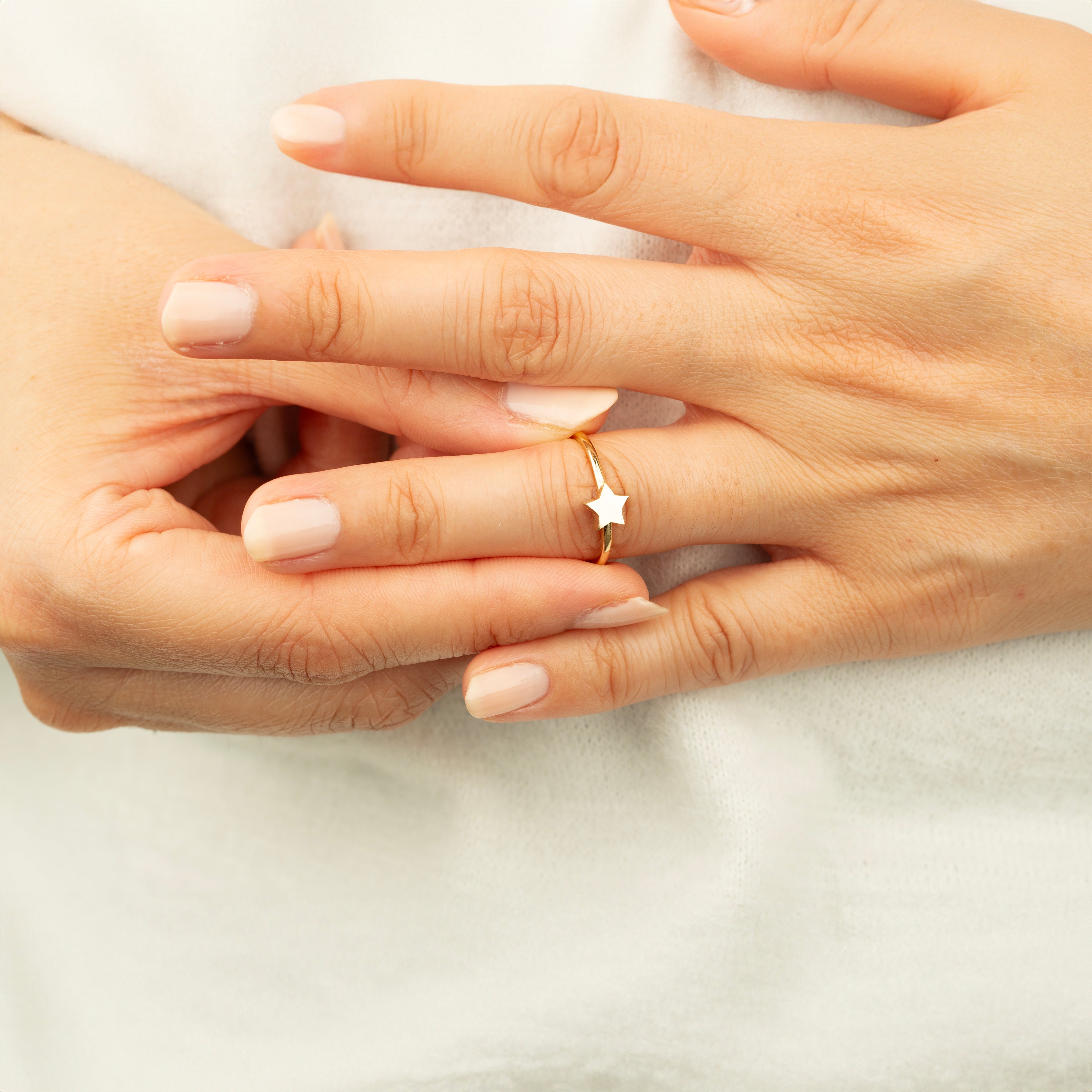 14K Solid Gold Star Ring