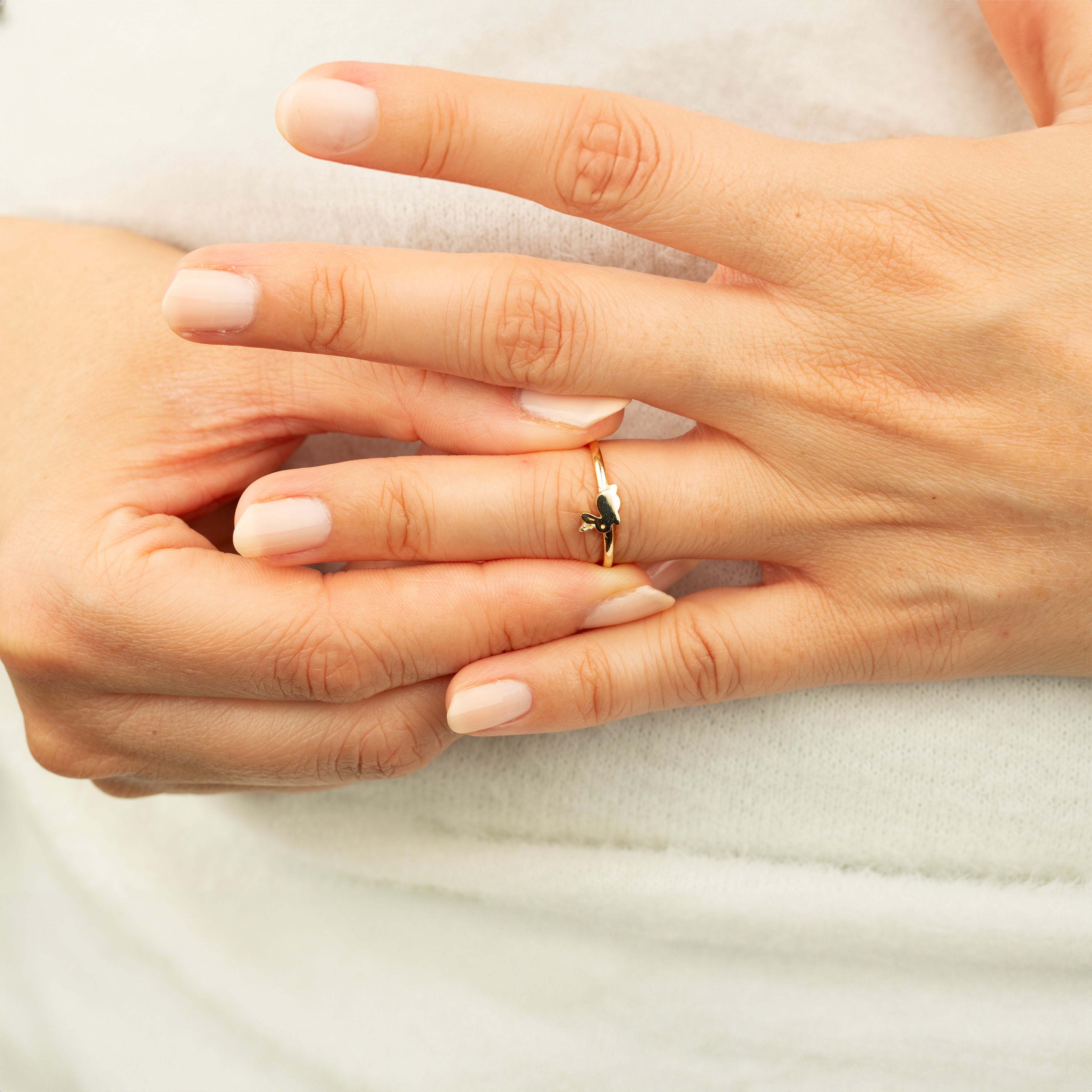 14K Solid Gold Rabbit Ring