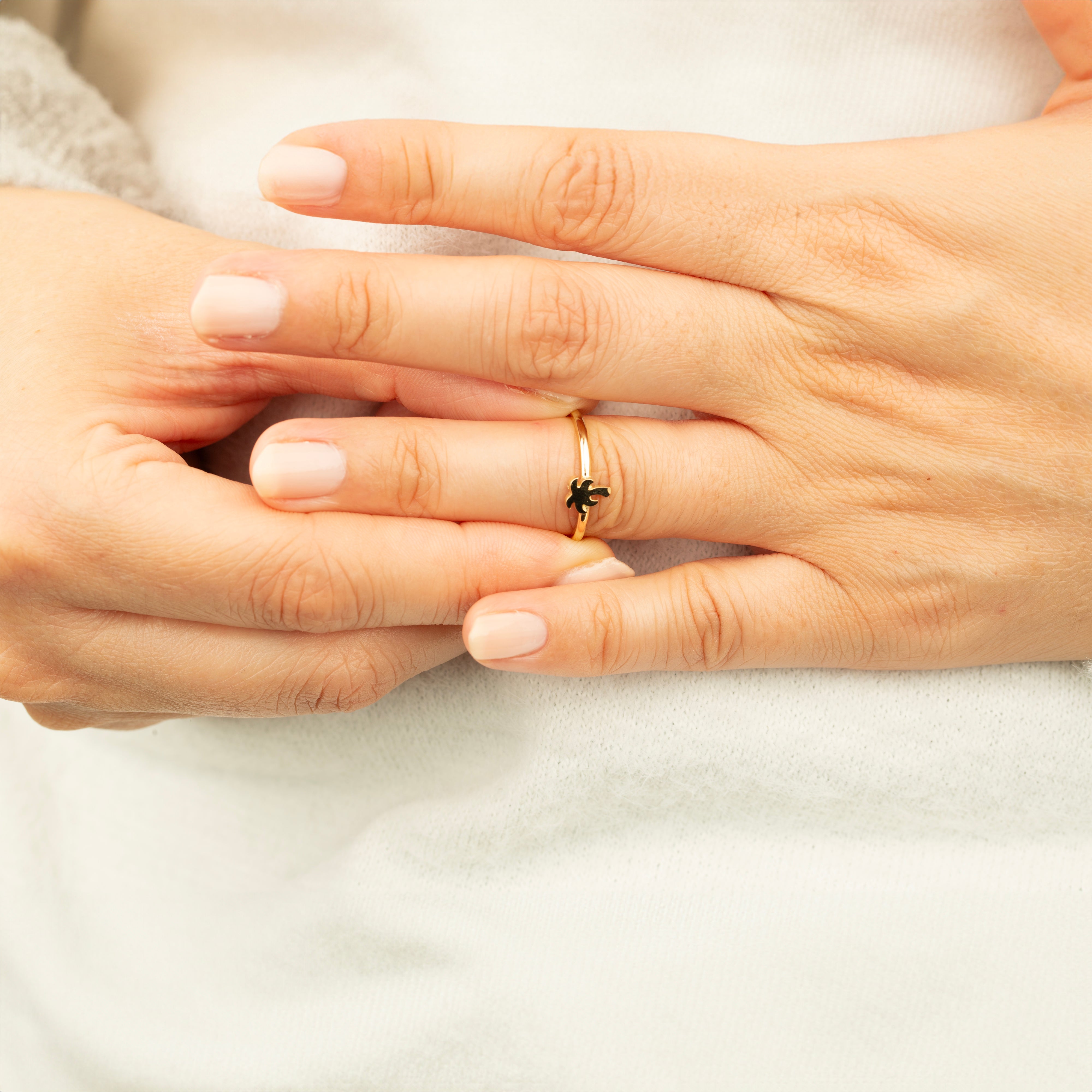 14K Solid Gold Palm Tree Ring