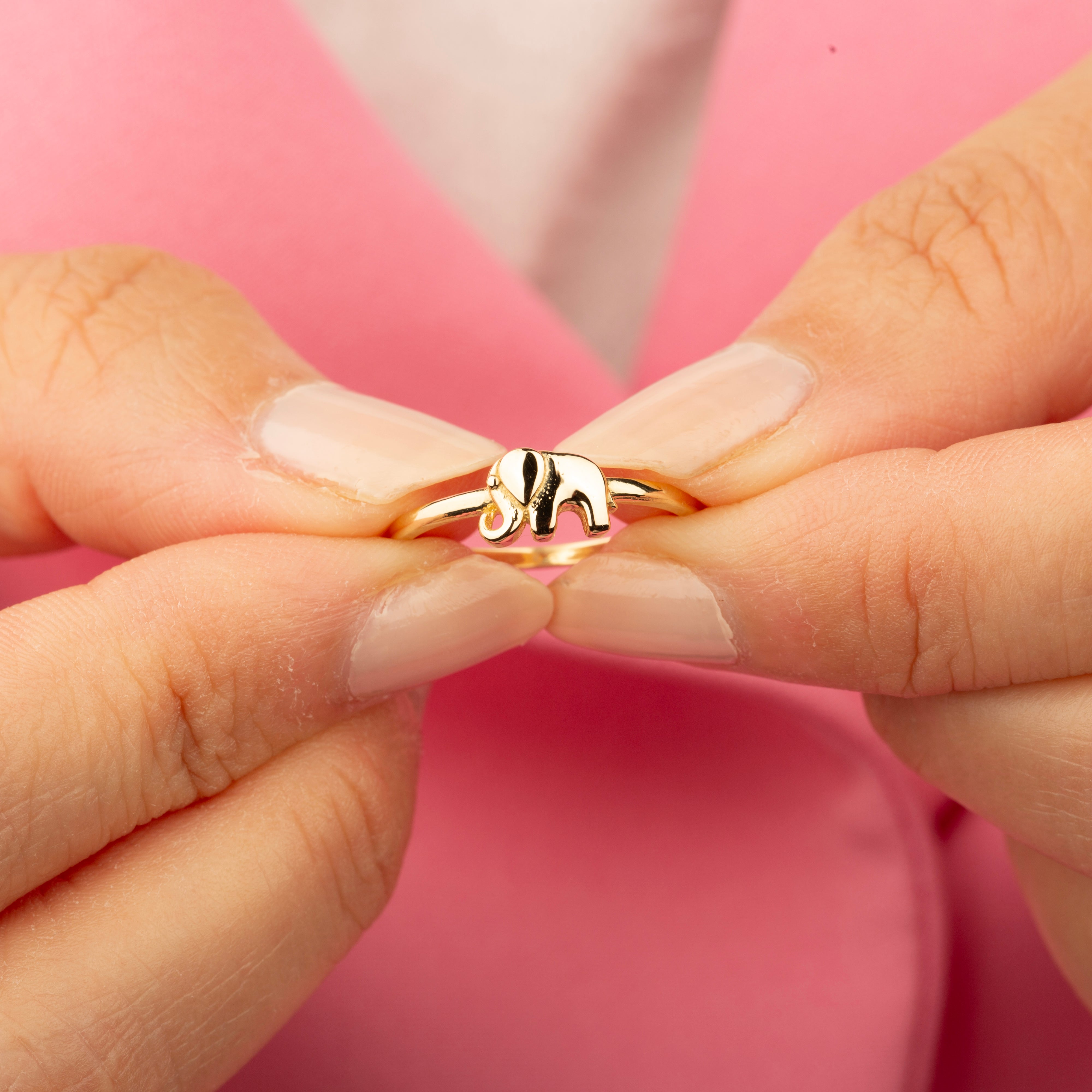 14K Solid Gold Elephant Ring