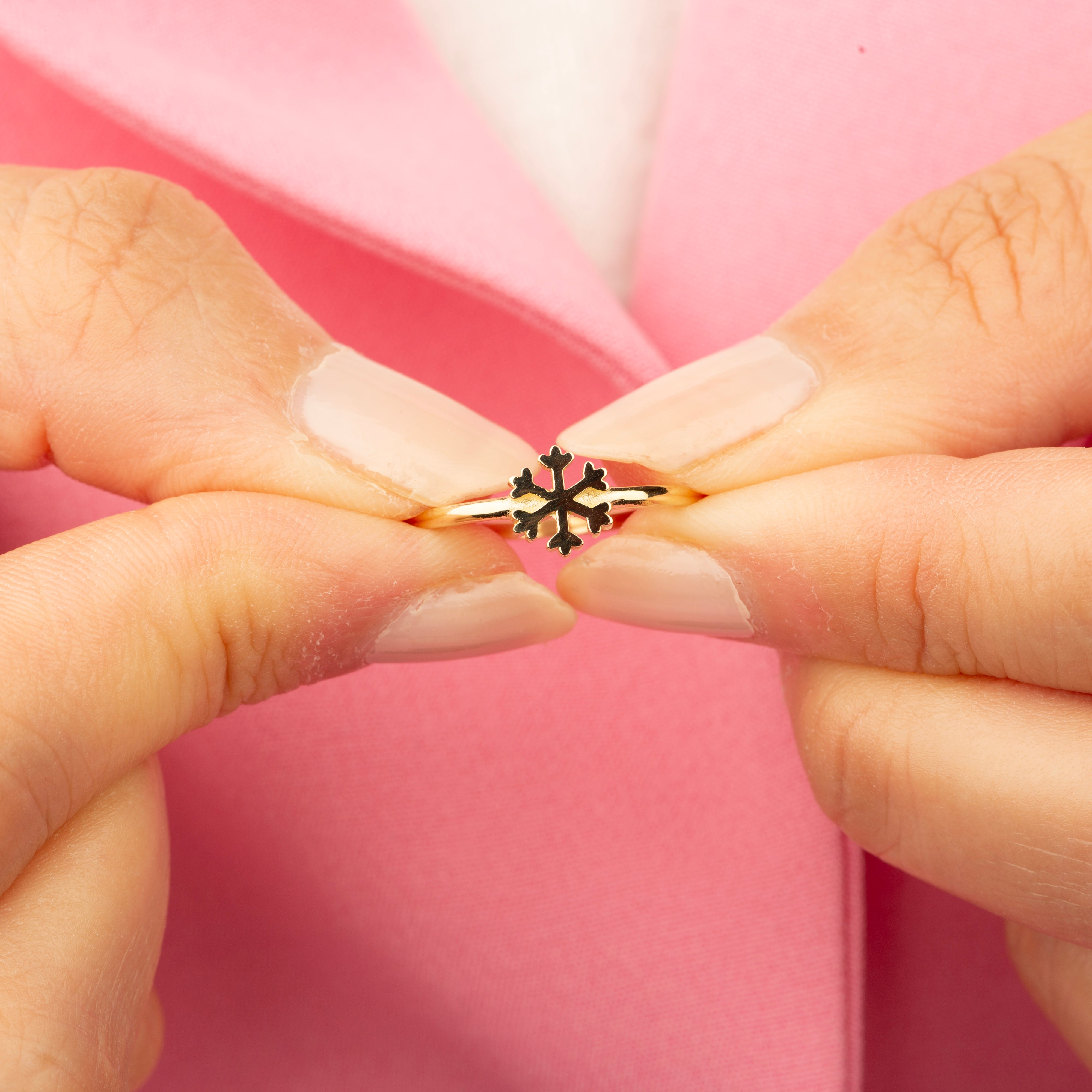 14K Solid Gold Snowflake Ring