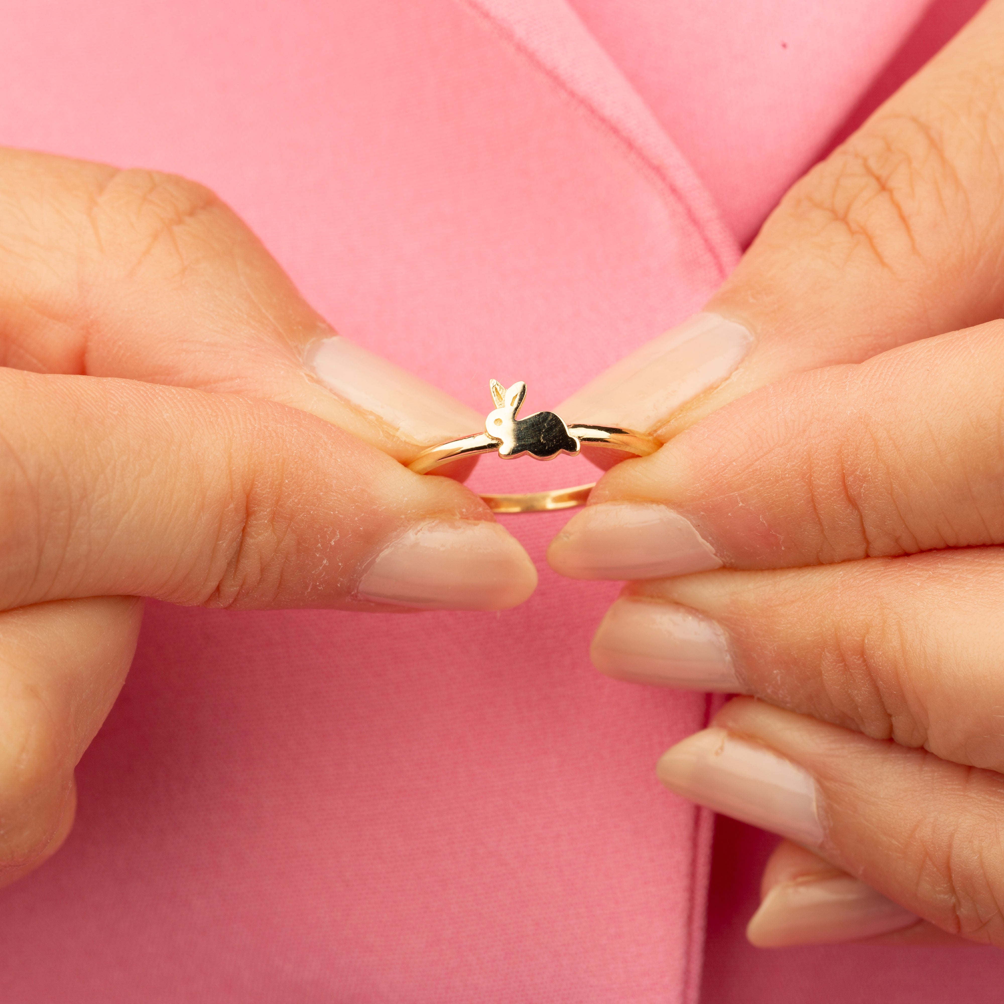 14K Solid Gold Rabbit Ring
