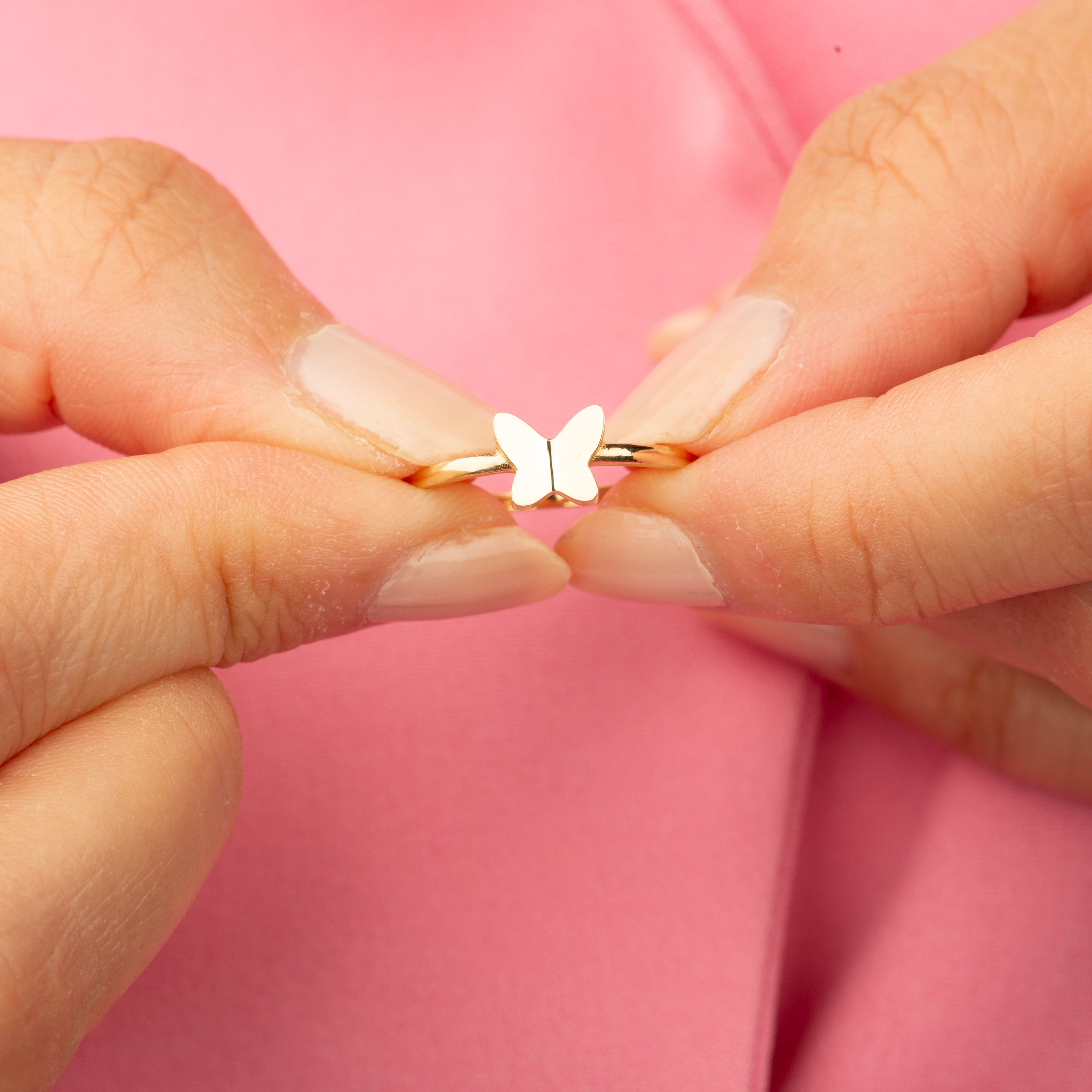 14K Solid Gold Butterfly Ring