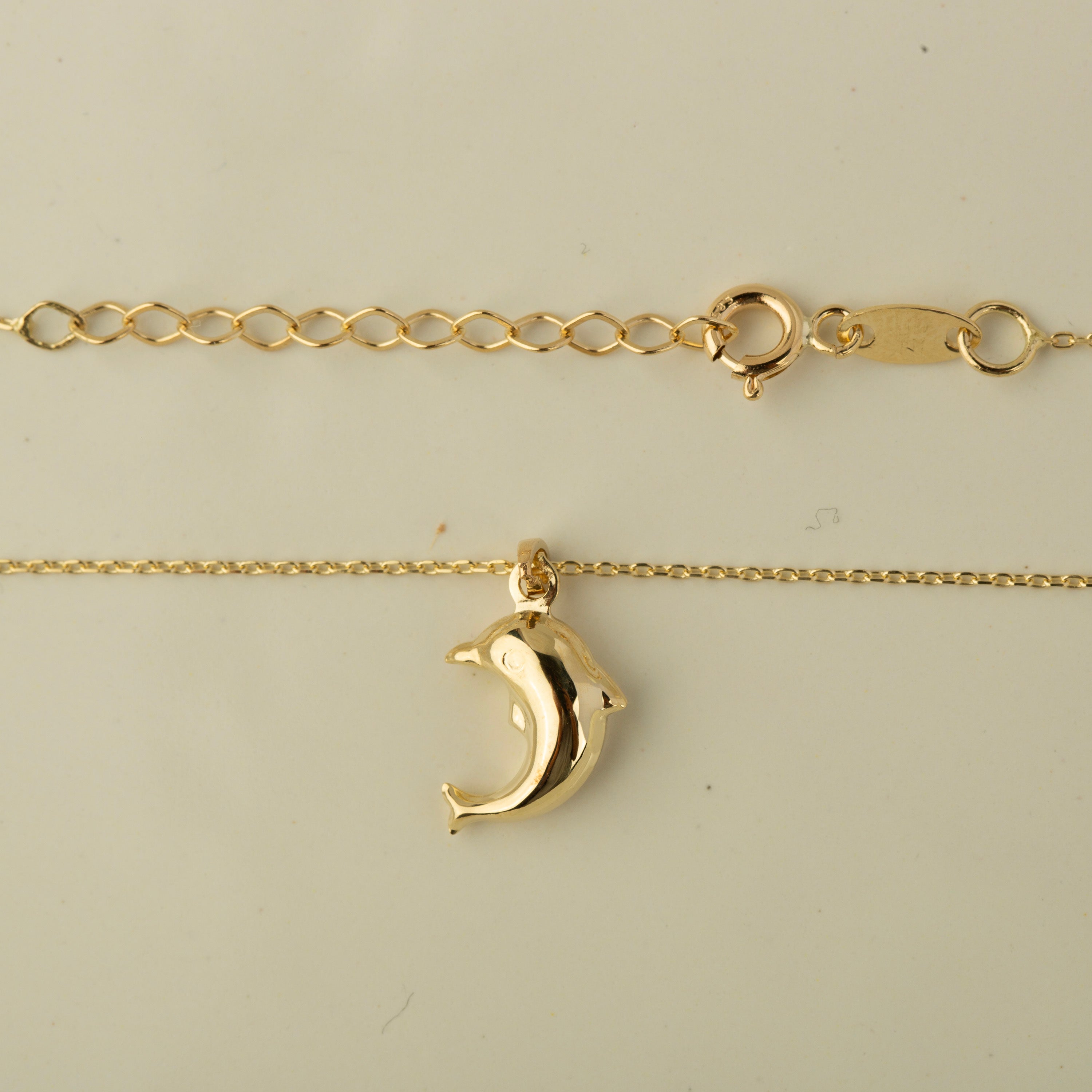 14K Gold Dolphin Pendant Necklace