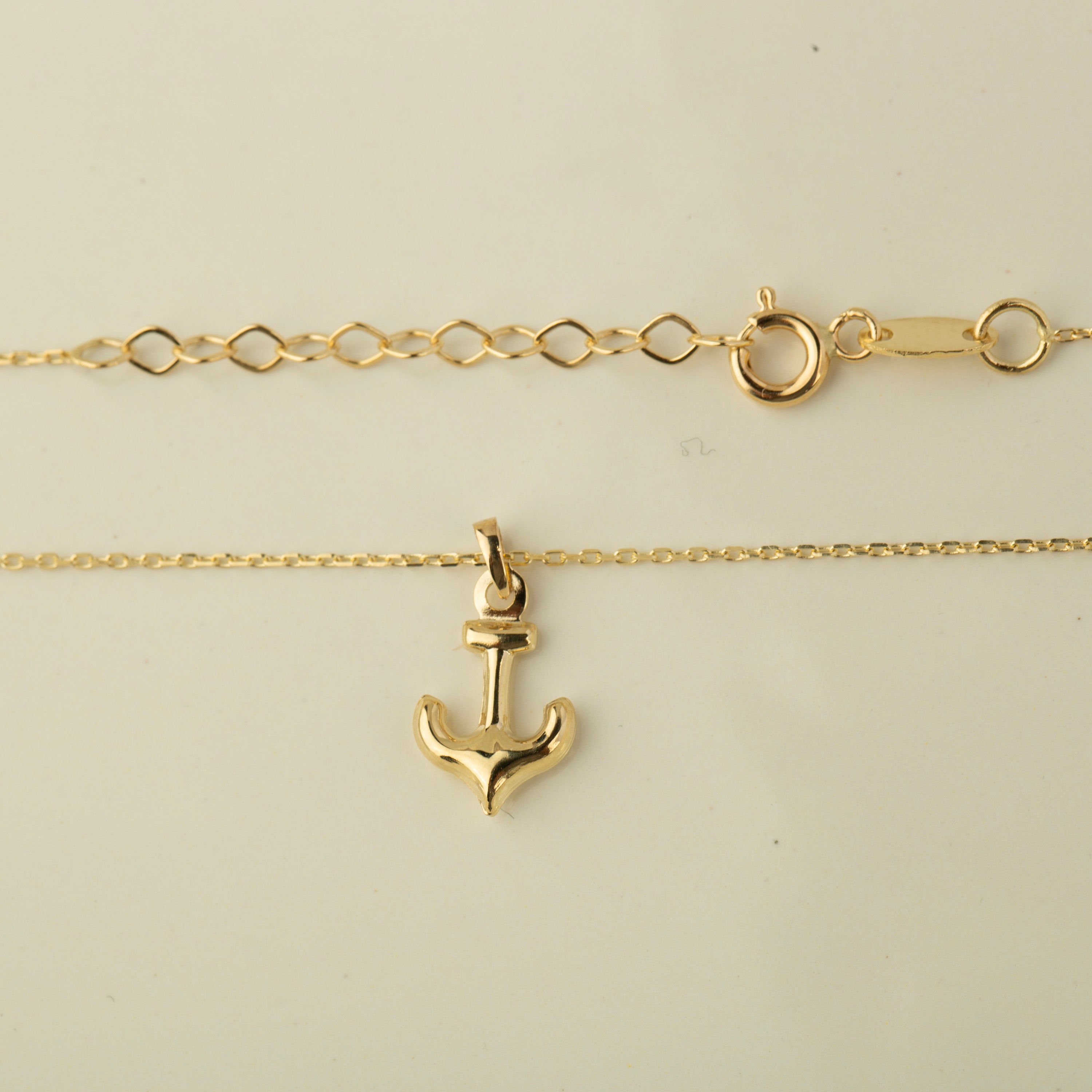 14K Gold Mini Anchor Pendant Necklace