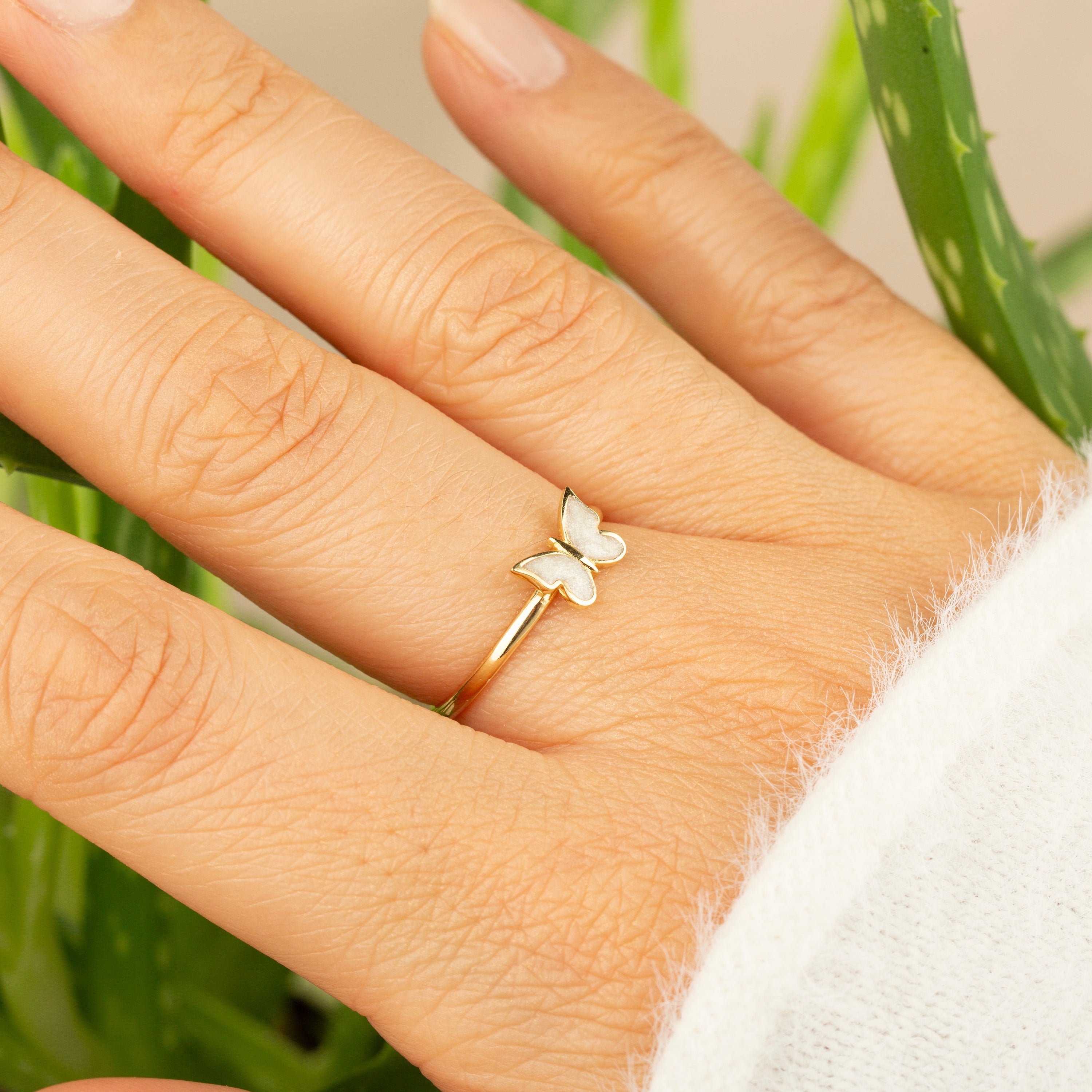 14k Gold Blue Butterfly Ring