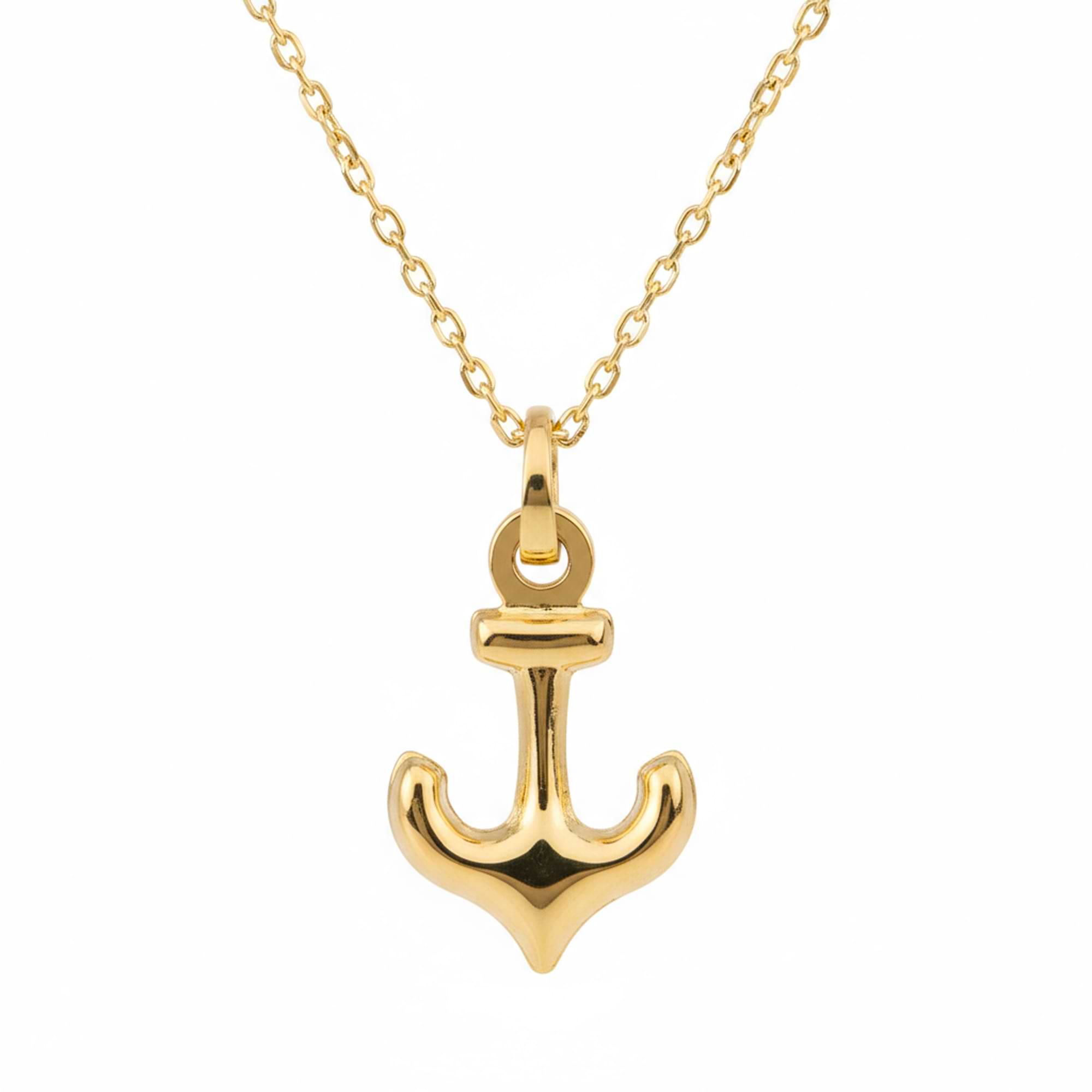 14K Gold Mini Anchor Pendant Necklace