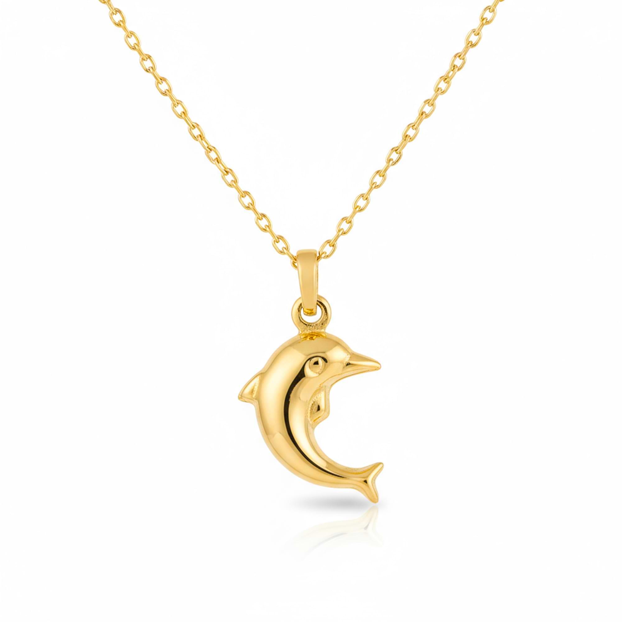 14K Gold Dolphin Pendant Necklace