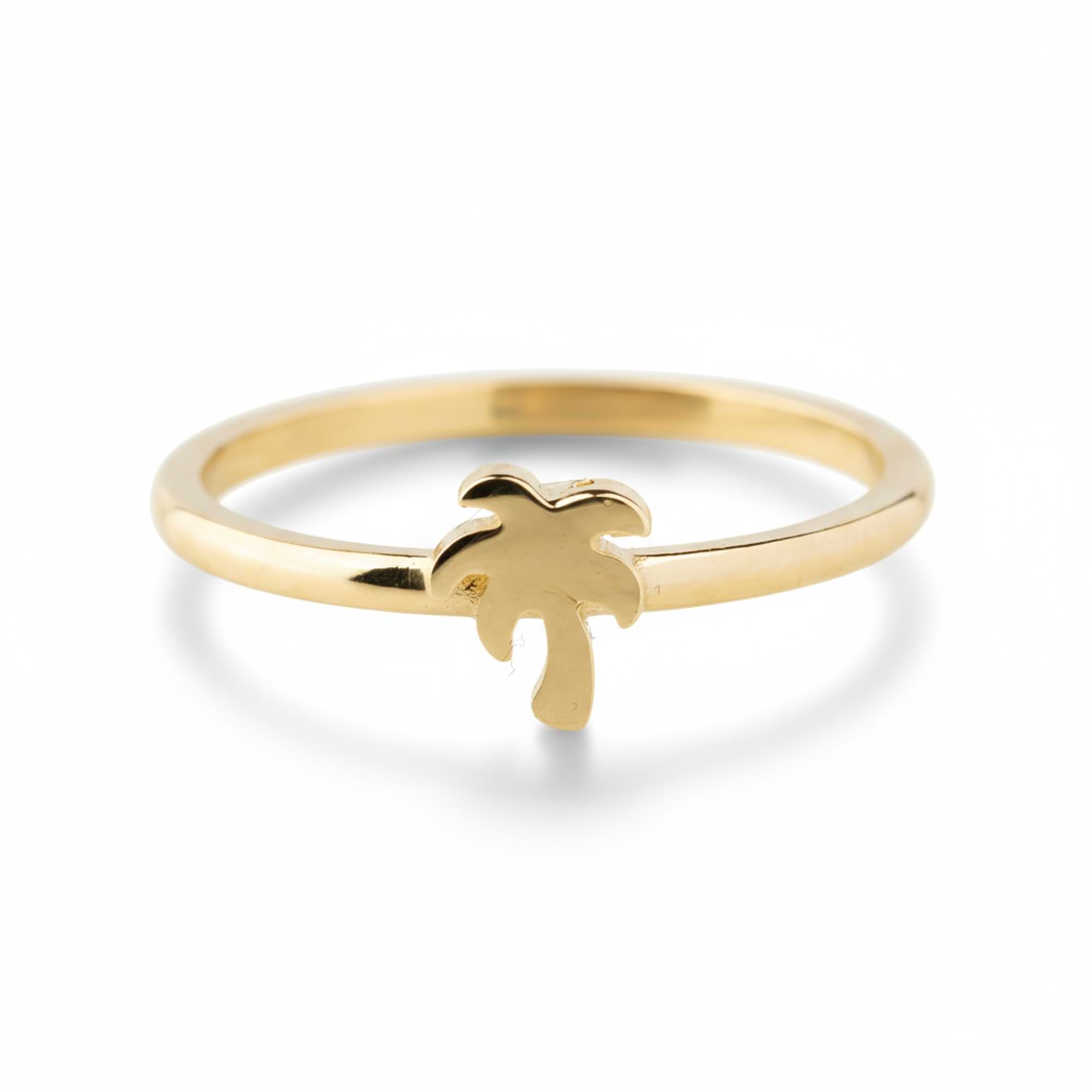 14K Solid Gold Palm Tree Ring - Tropical Elegance in Fine Jewelry