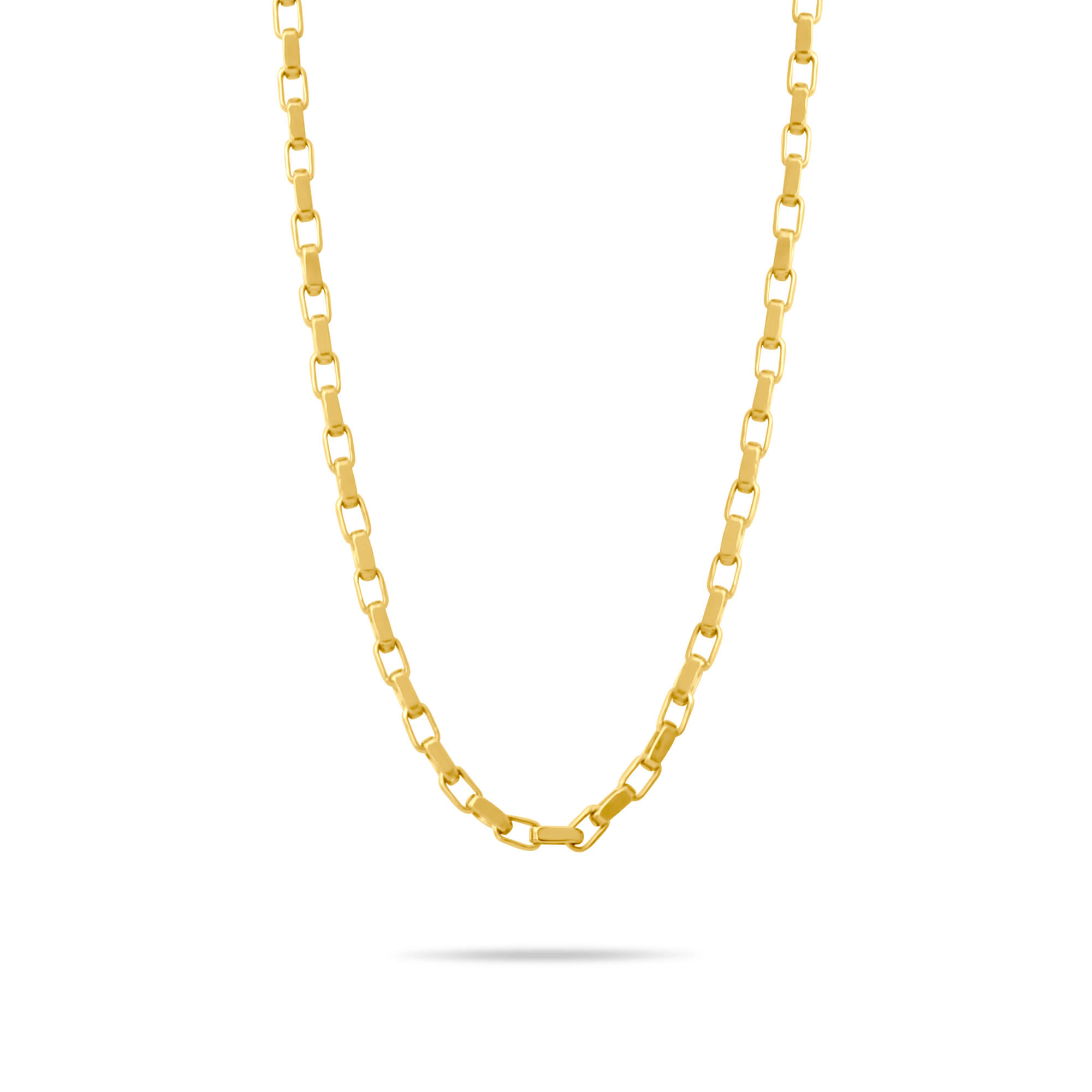 14k Gold 2mm cable chain on a transparent background