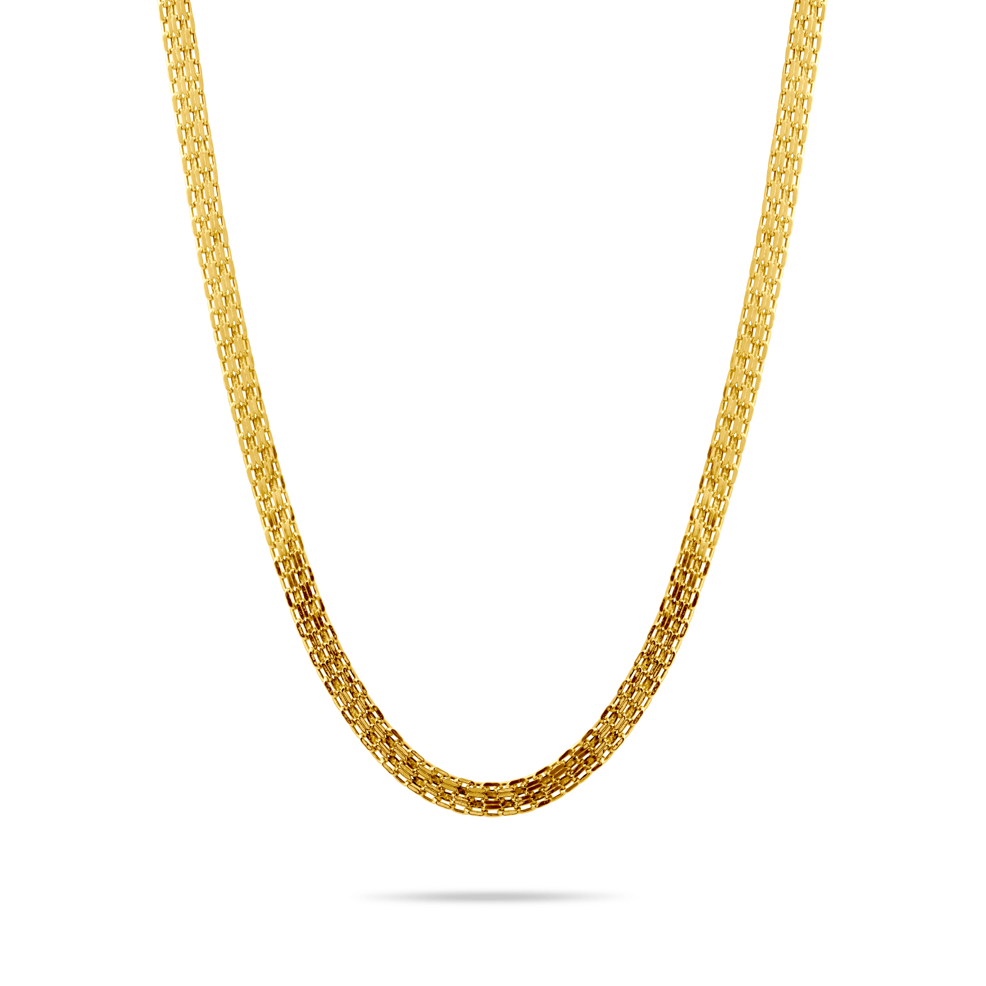 14k Gold 4.4mm bismark chain on a transparent background