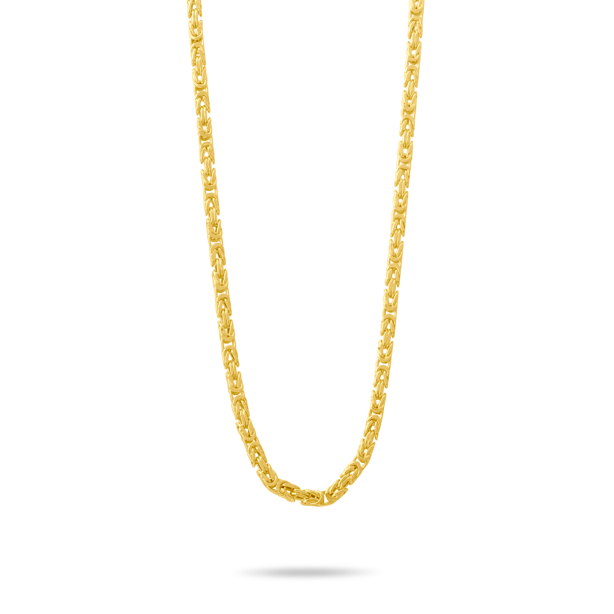 Gold 2.2mm byzantine chain on a transparent background