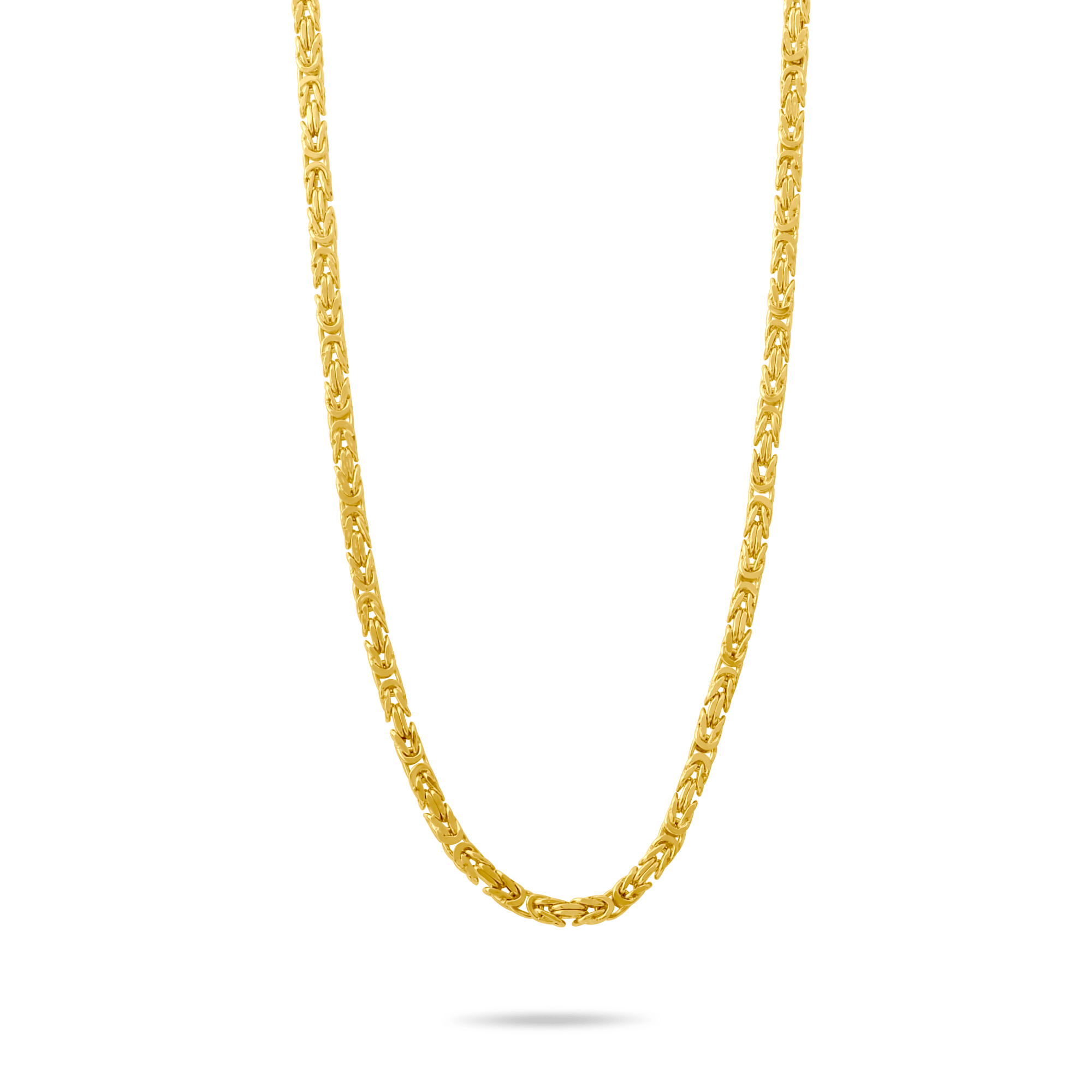 Gold 2.6mm byzantine chain on a transparent background