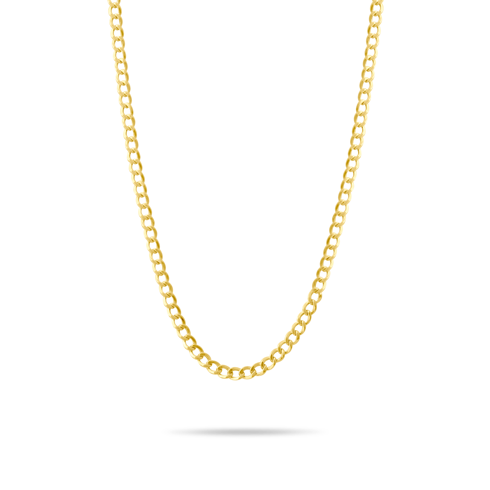 Gold  4mm curb chain on a transparent background