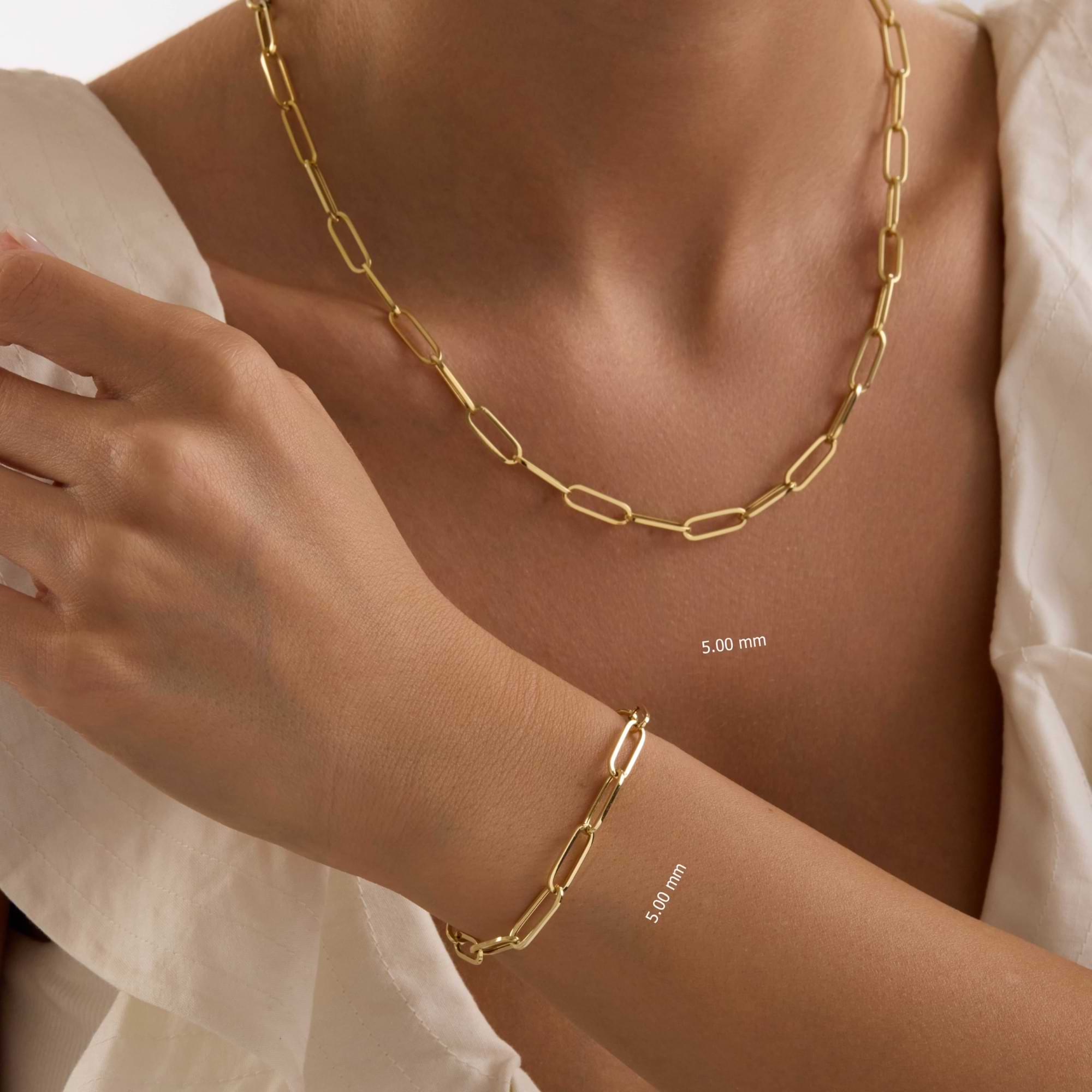 14K Gold Paperclip Chain Necklace – 5.0 mm, 14-20 in