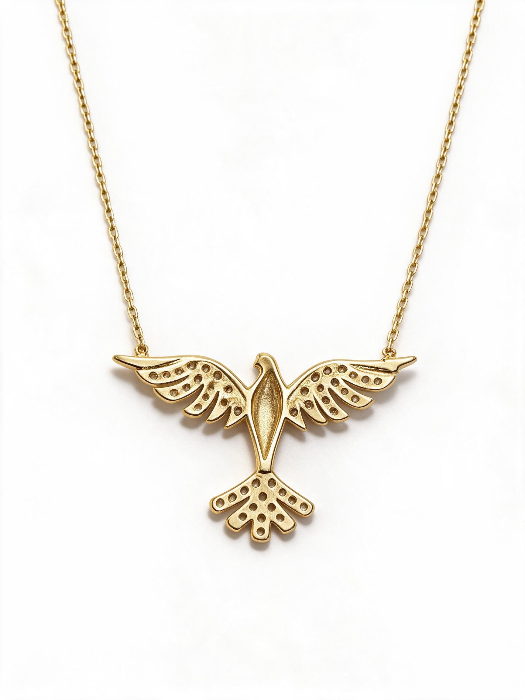 Back view of 14k gold phoenix pendant 