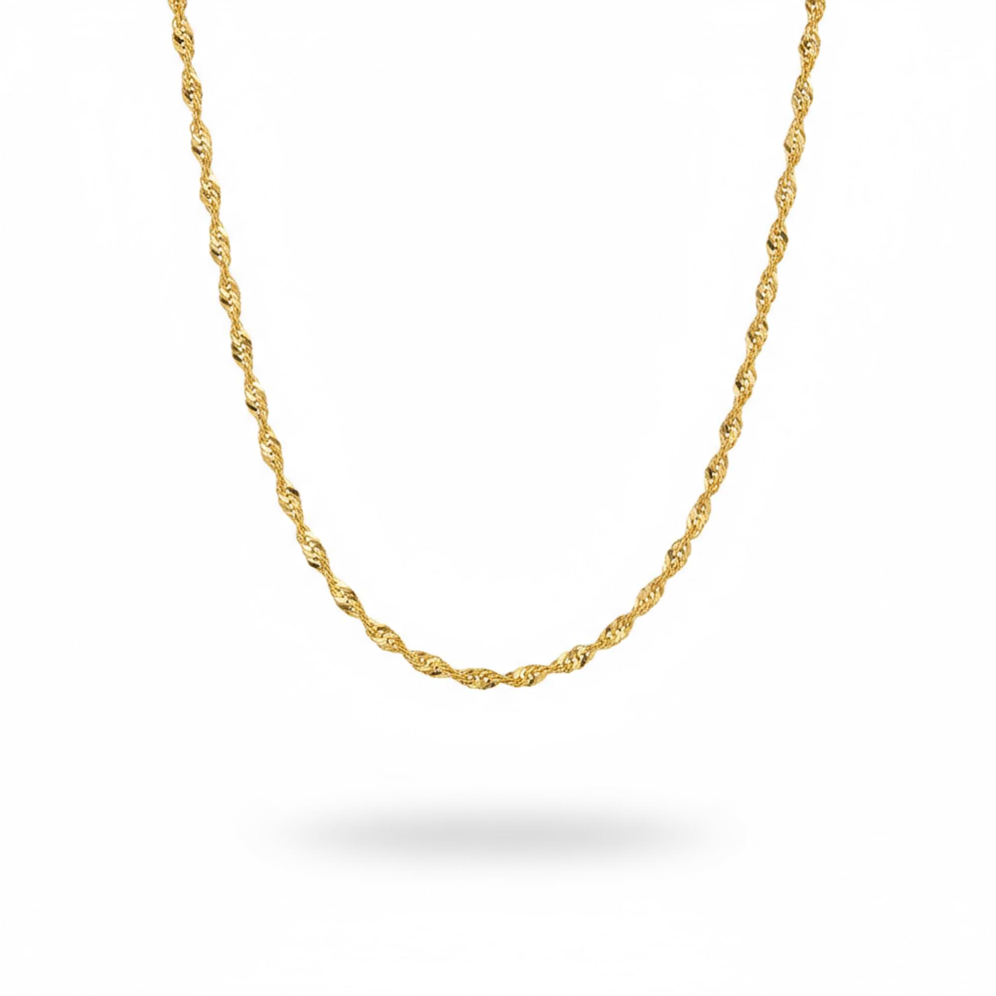 14K Gold Singapore Chain Necklace – 3.8 mm, 16-22 in