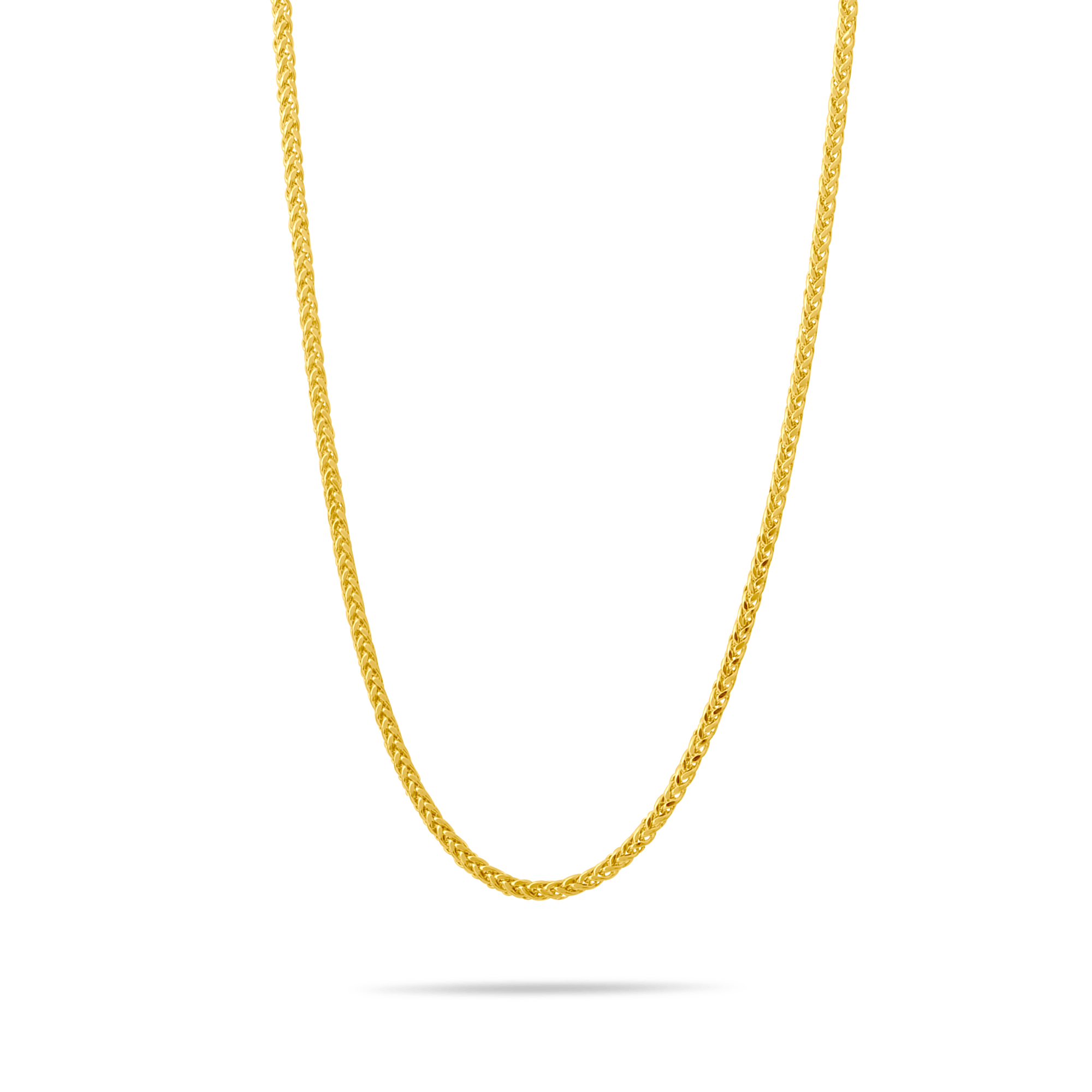 Gold 2mm Spiga  chain on a transparent background