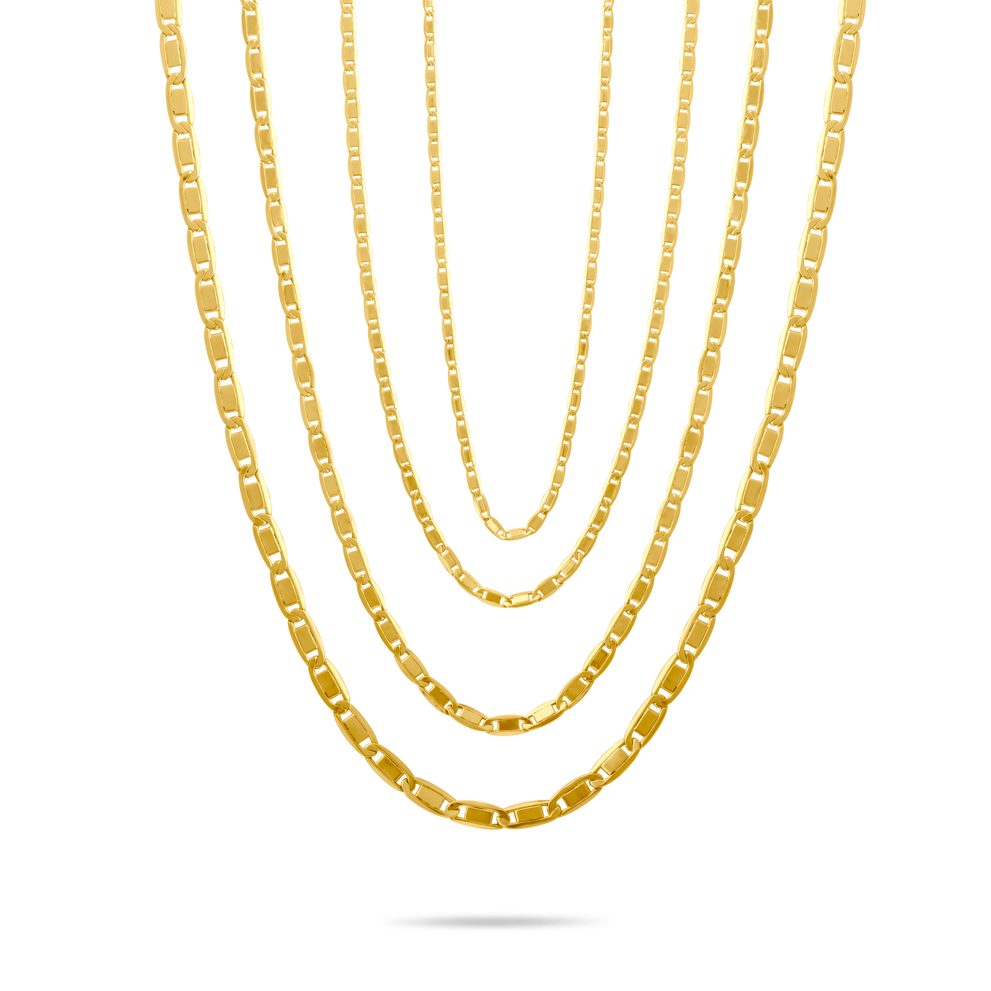 14k Gold valentino chains on a transparent background