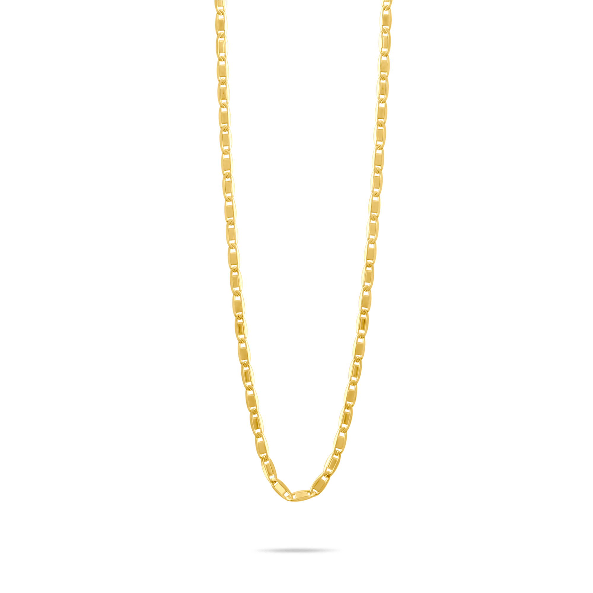 14k Gold 2.25mm valentino chain necklace on a transparent background