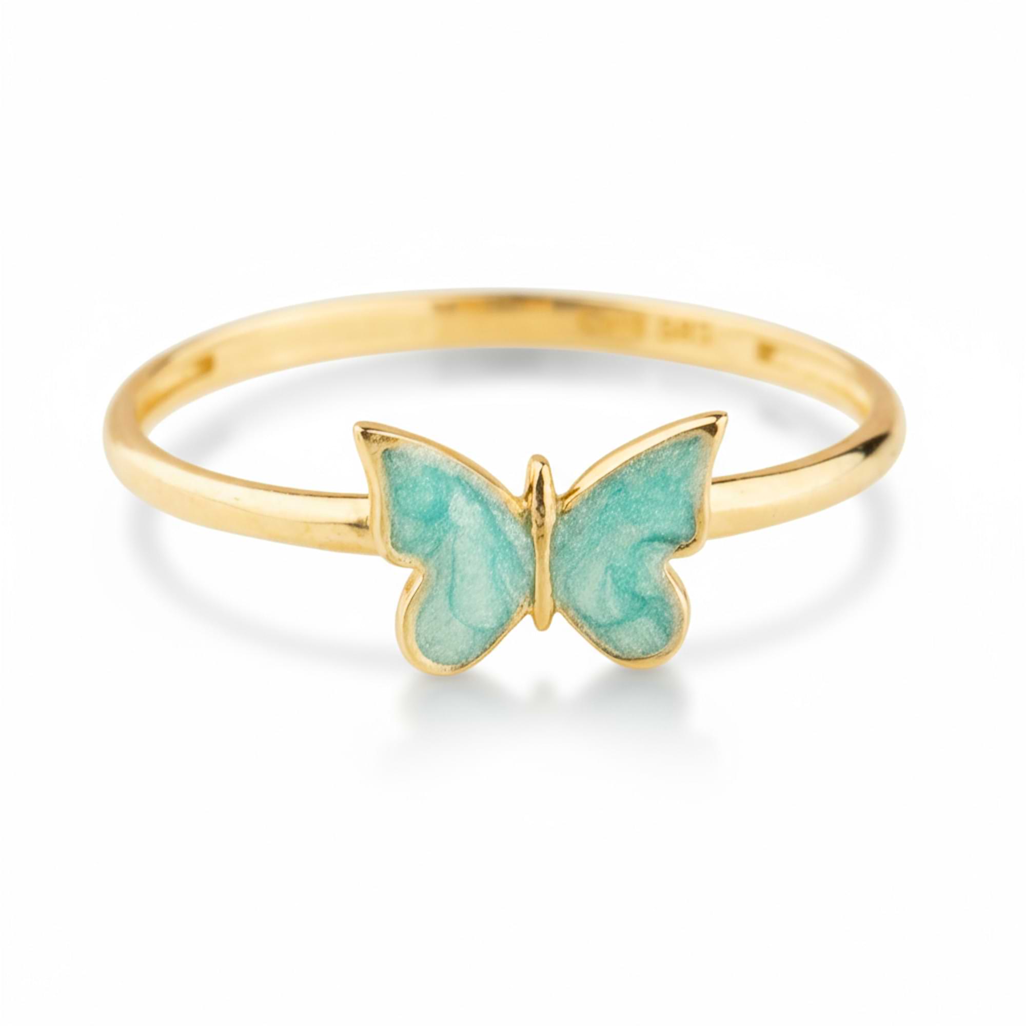14k Gold Pink Butterfly Ring