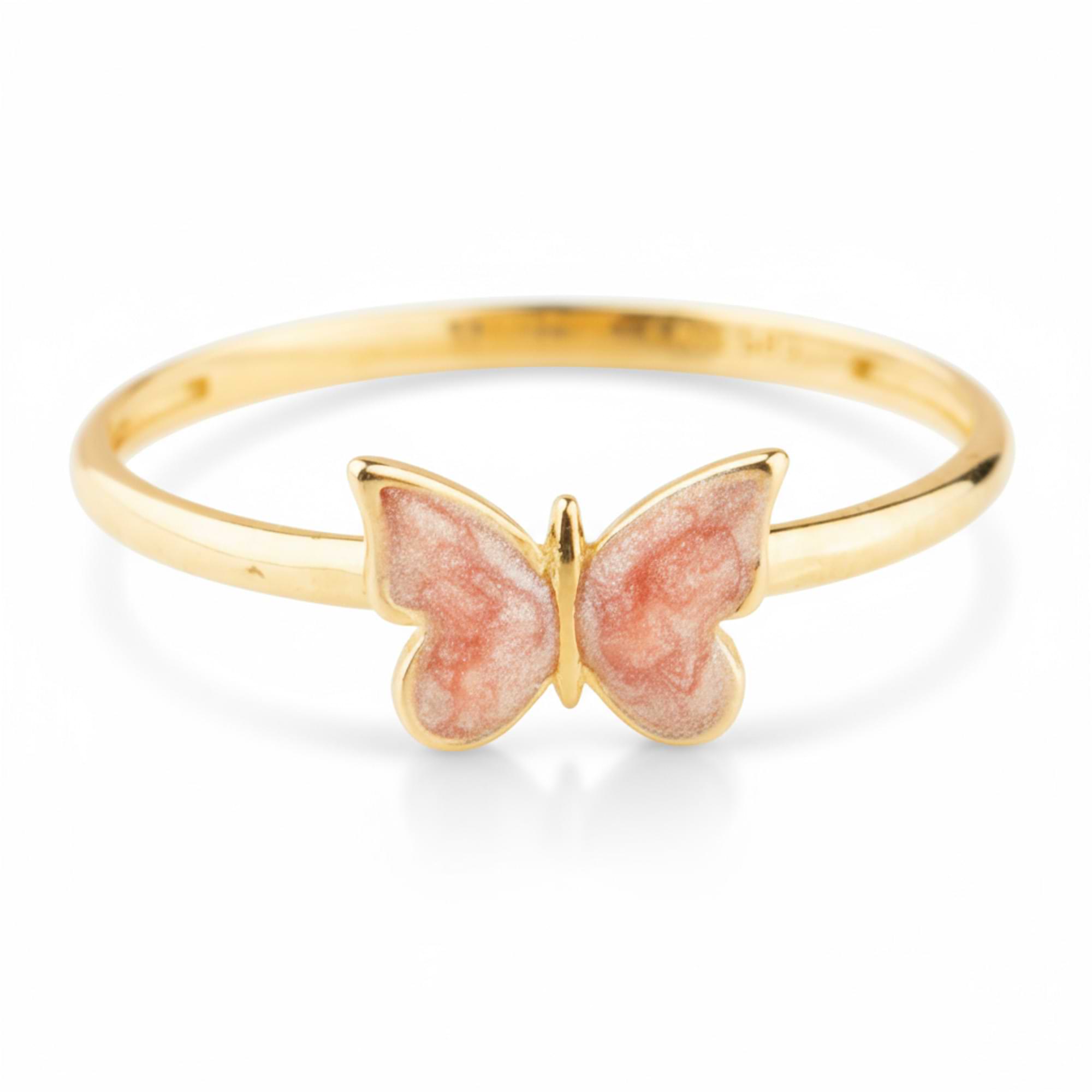14k Gold White Butterfly Ring