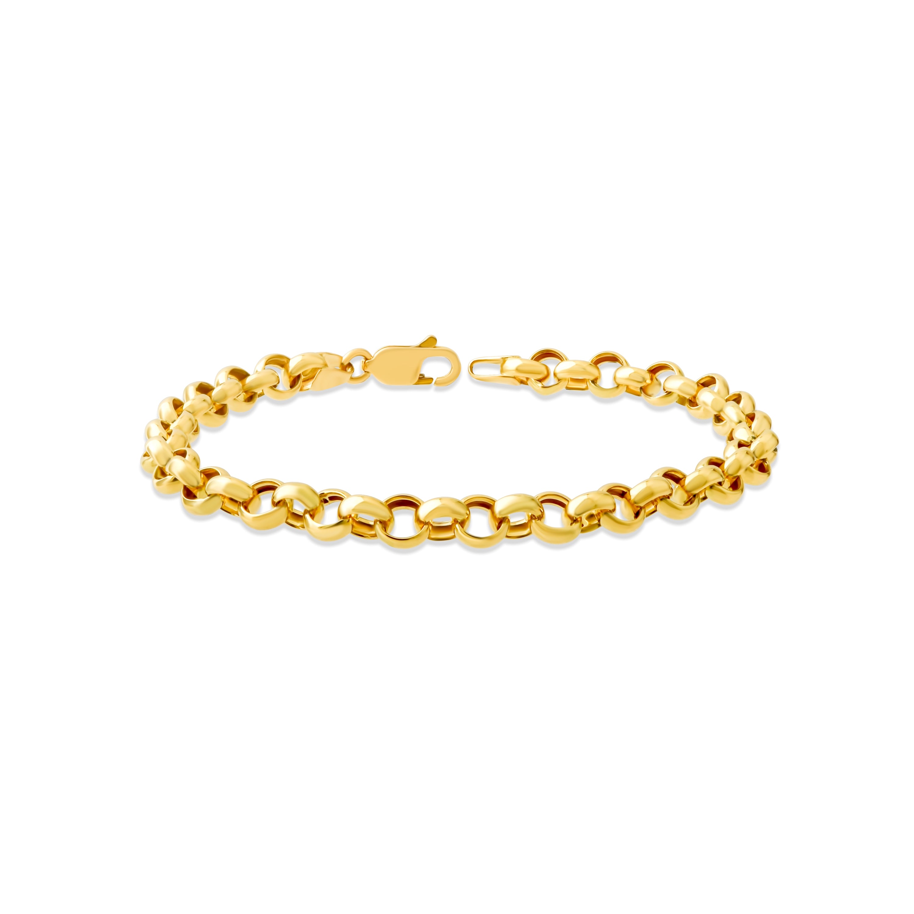 14K Gold Rolo Chain Bracelet – 6.4 mm, 6-7.5 in