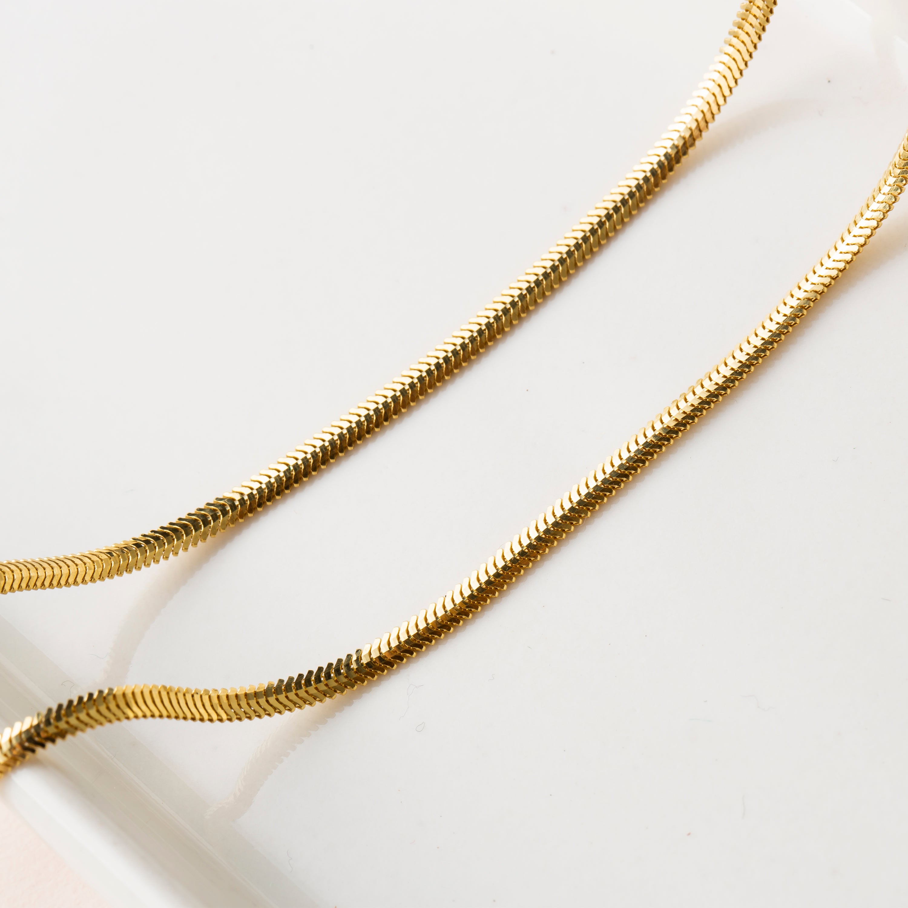 【TATIANA】MODERN FLAT SNAKE CHAIN NECKLACE 14K Gold Flat Snake Chain Necklace - Sleek And Modern Luxury