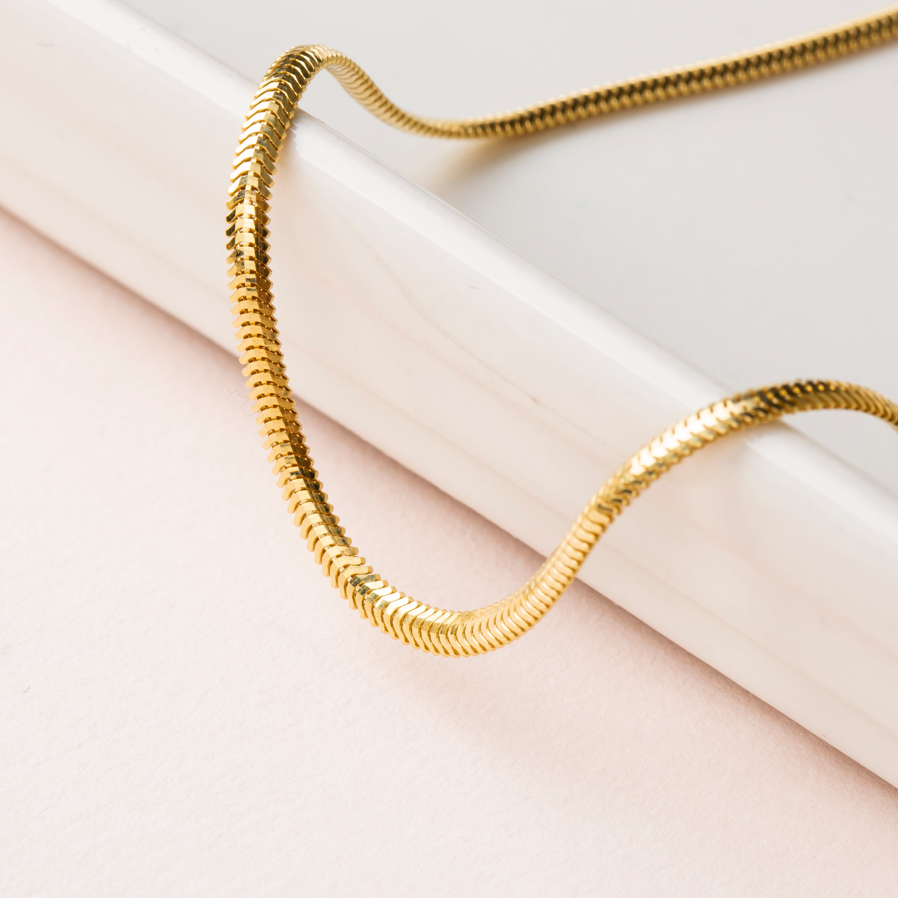 14K Solid Gold Flat Snake Chain Necklace  1.8mm 14" - 23"